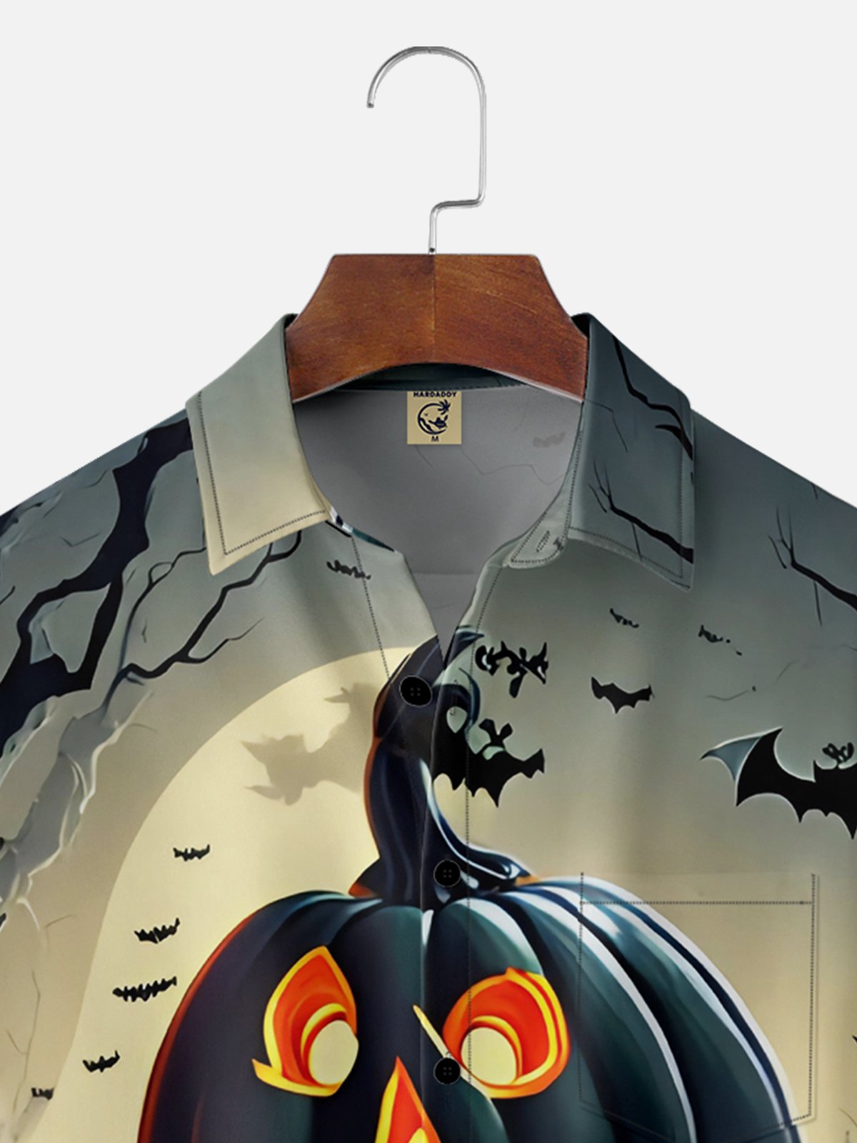 Moisture-wicking Halloween Pumpkin Chest Pocket Holiday Shirt