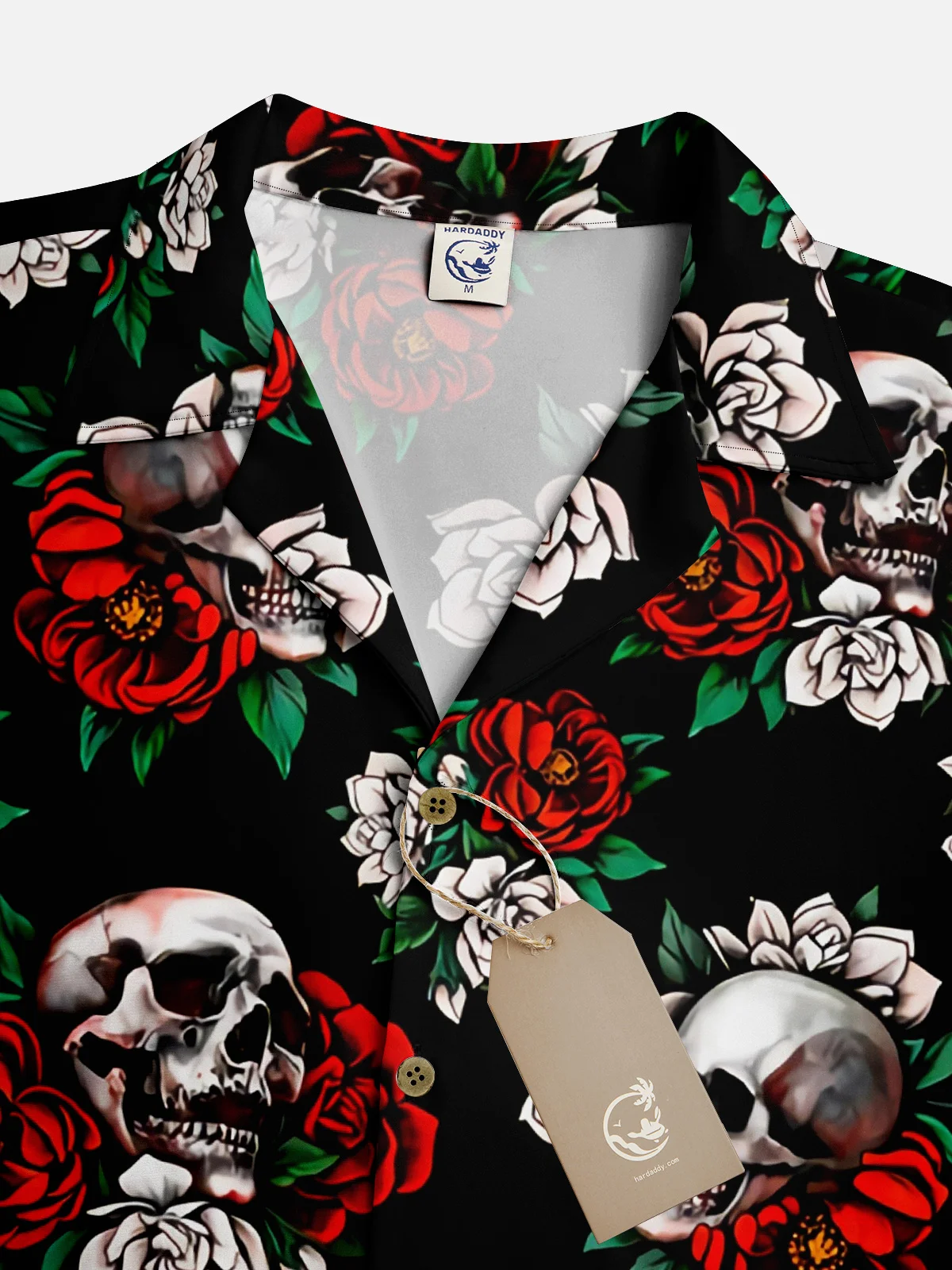 Quick Dry Breathable Rock Roll Music Skull Halloween Aloha Shirt