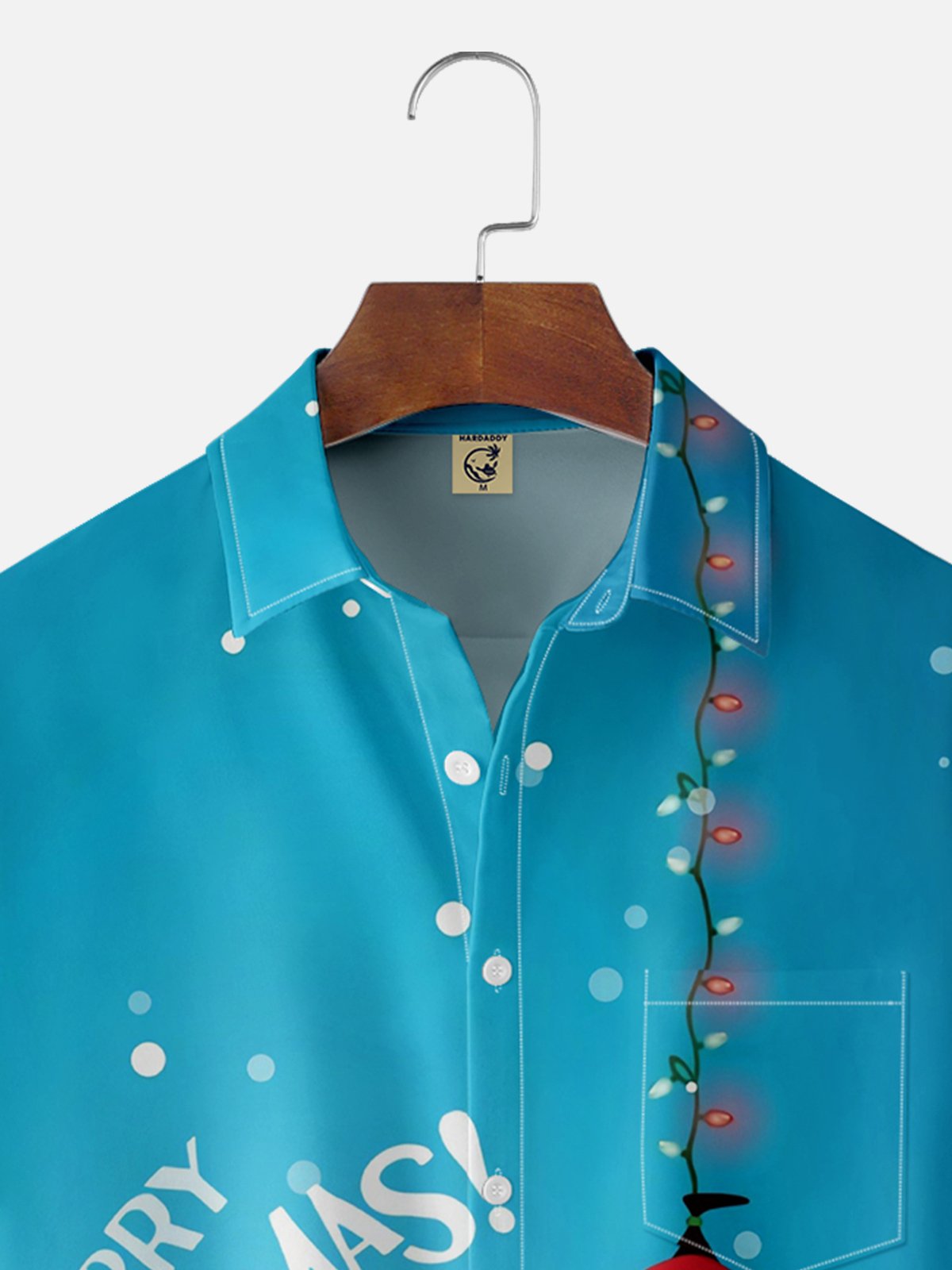 Moisture-wicking Christmas Santa Chest Pocket Casual Shirt