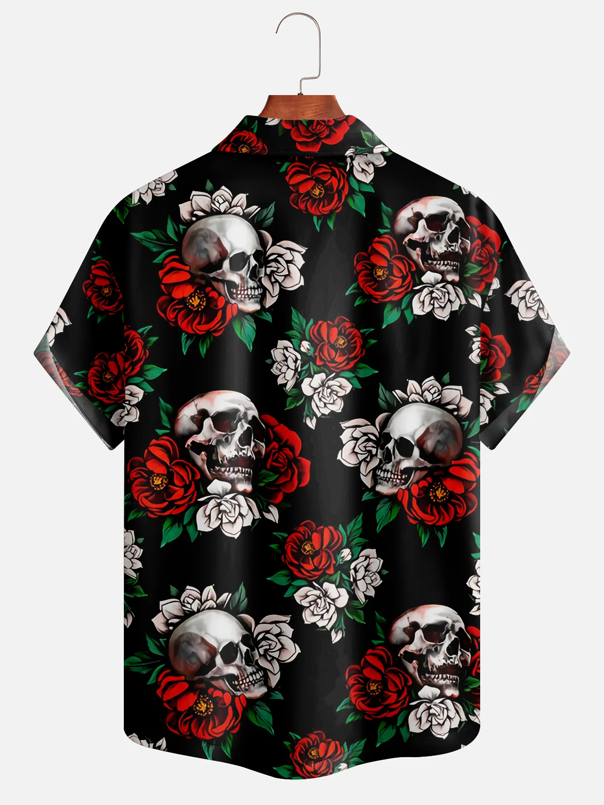 Quick Dry Breathable Rock Roll Music Skull Halloween Aloha Shirt