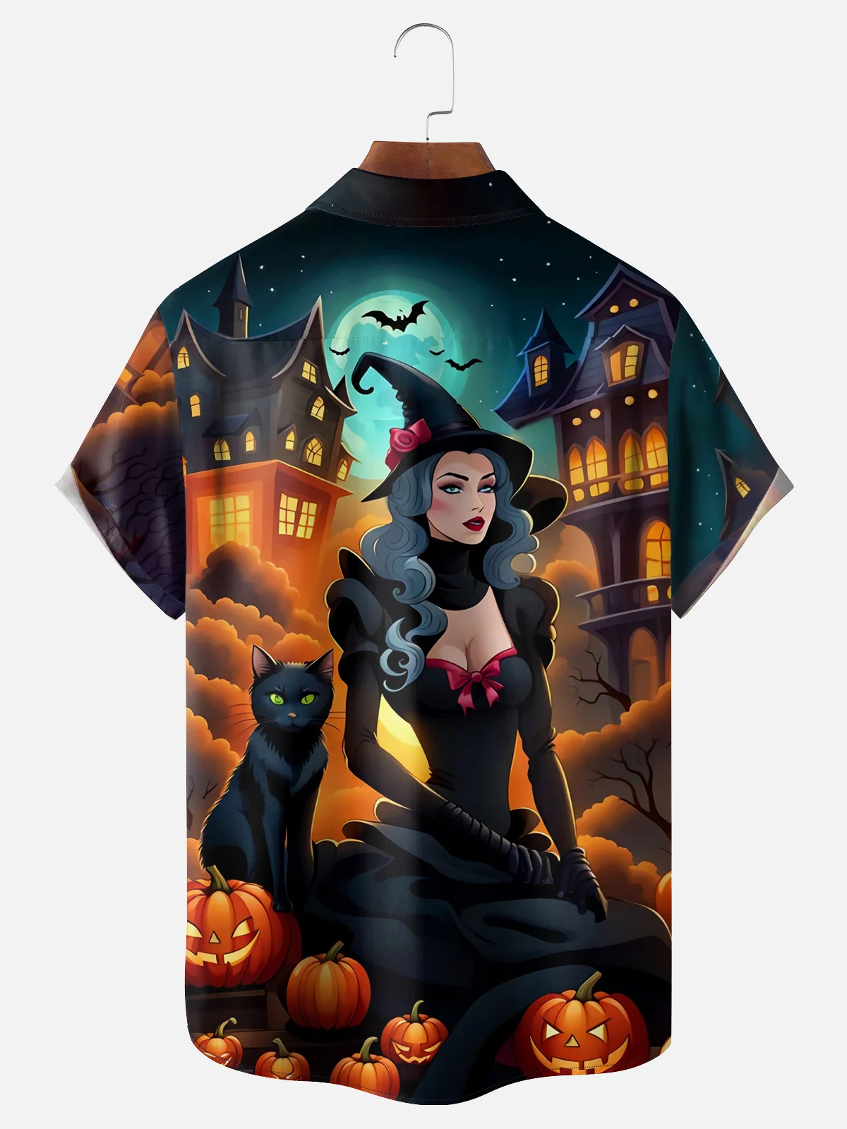 Moisture-wicking Halloween Witch Chest Pocket Holiday Shirt