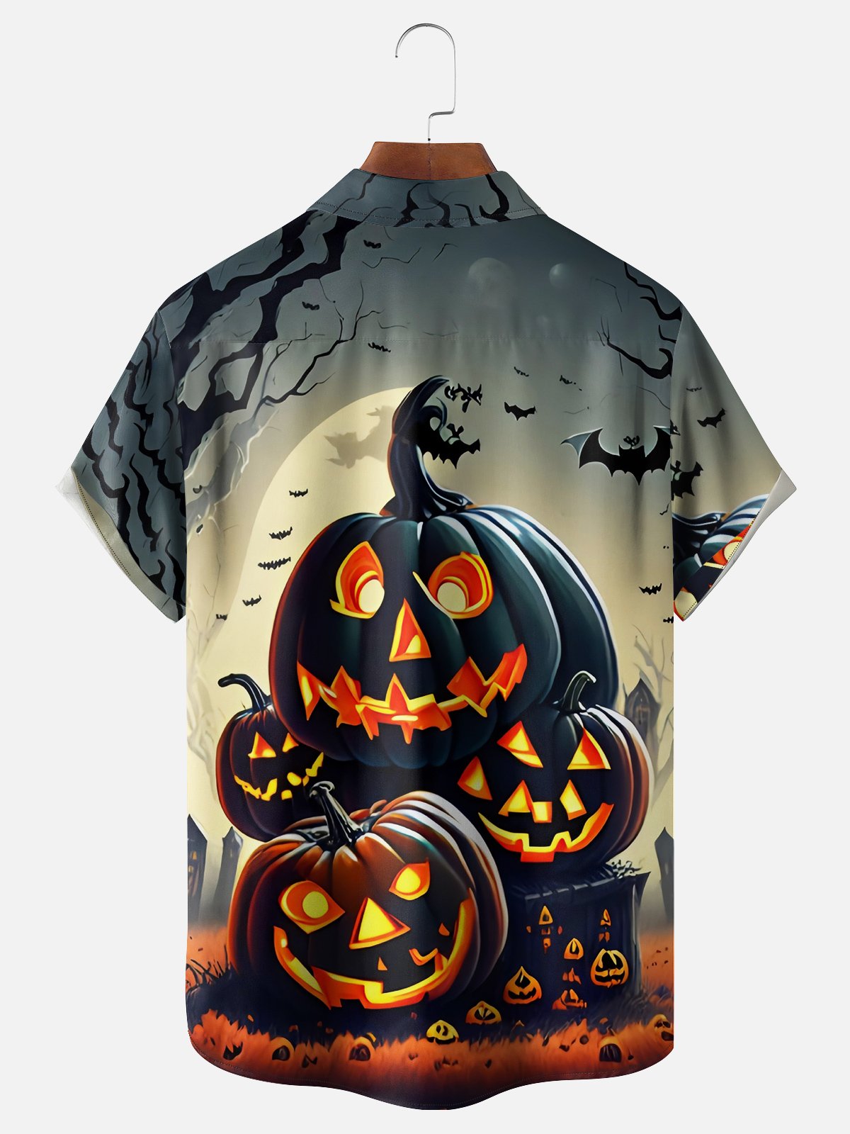 Moisture-wicking Halloween Pumpkin Chest Pocket Holiday Shirt