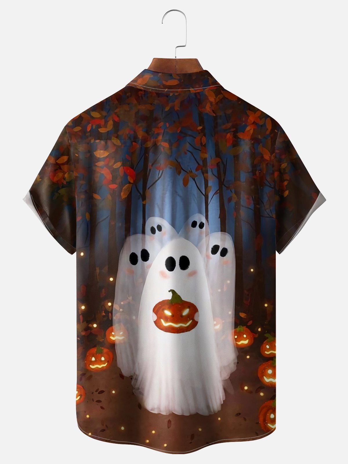 Moisture-wicking Halloween Ghost Chest Pocket Casual Shirt