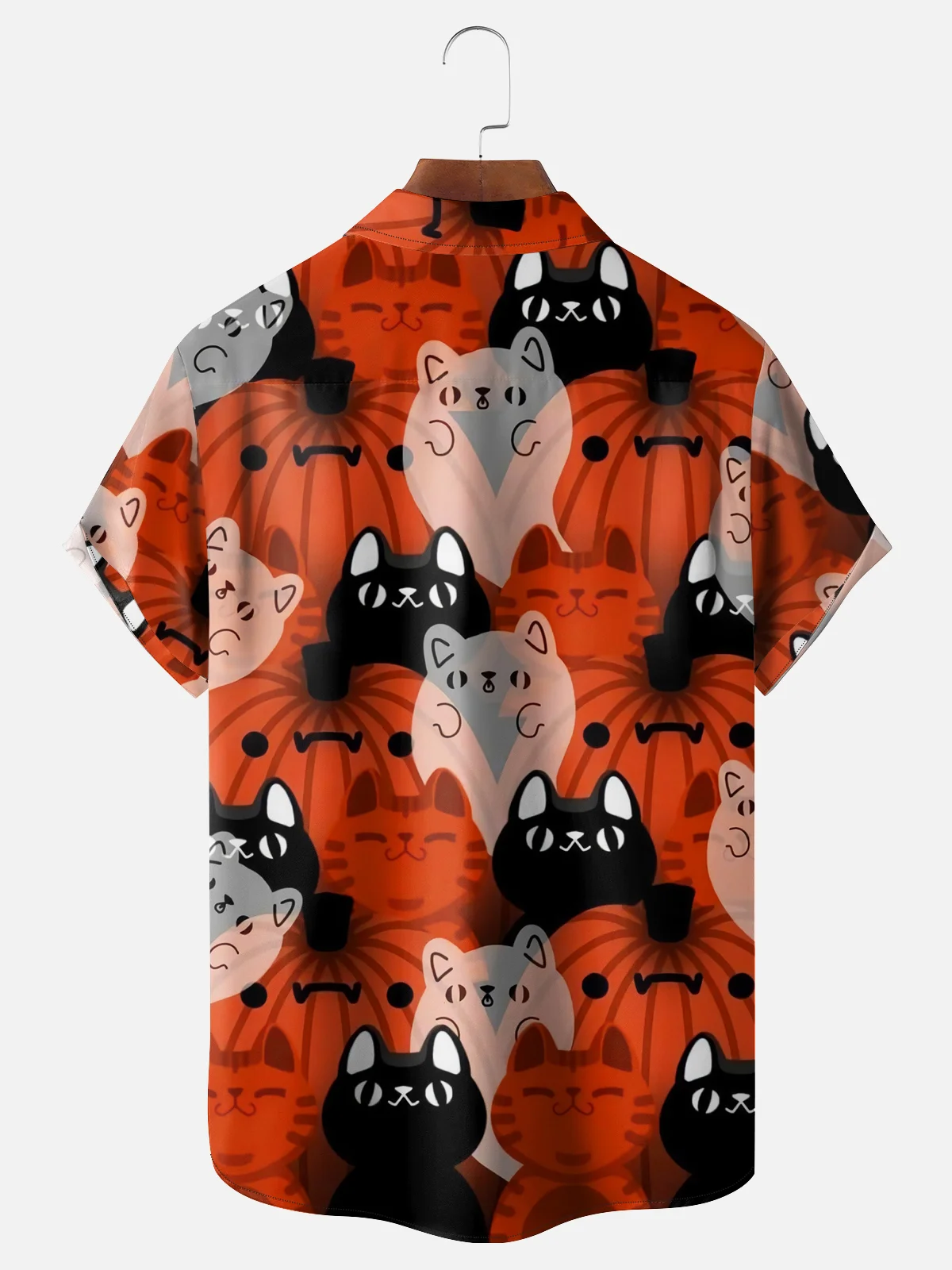 Moisture-wicking Halloween Pumpkin Cats Hawaiian Shirt