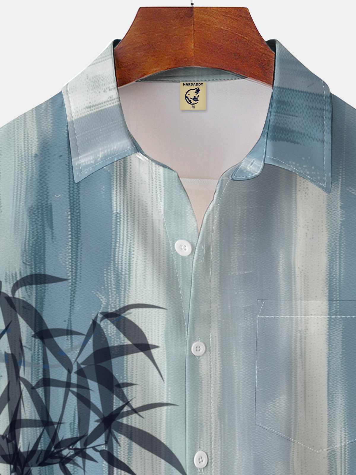 Moisture-wicking Artistic Bamboo Chest Pocket Hawaiian Shirt