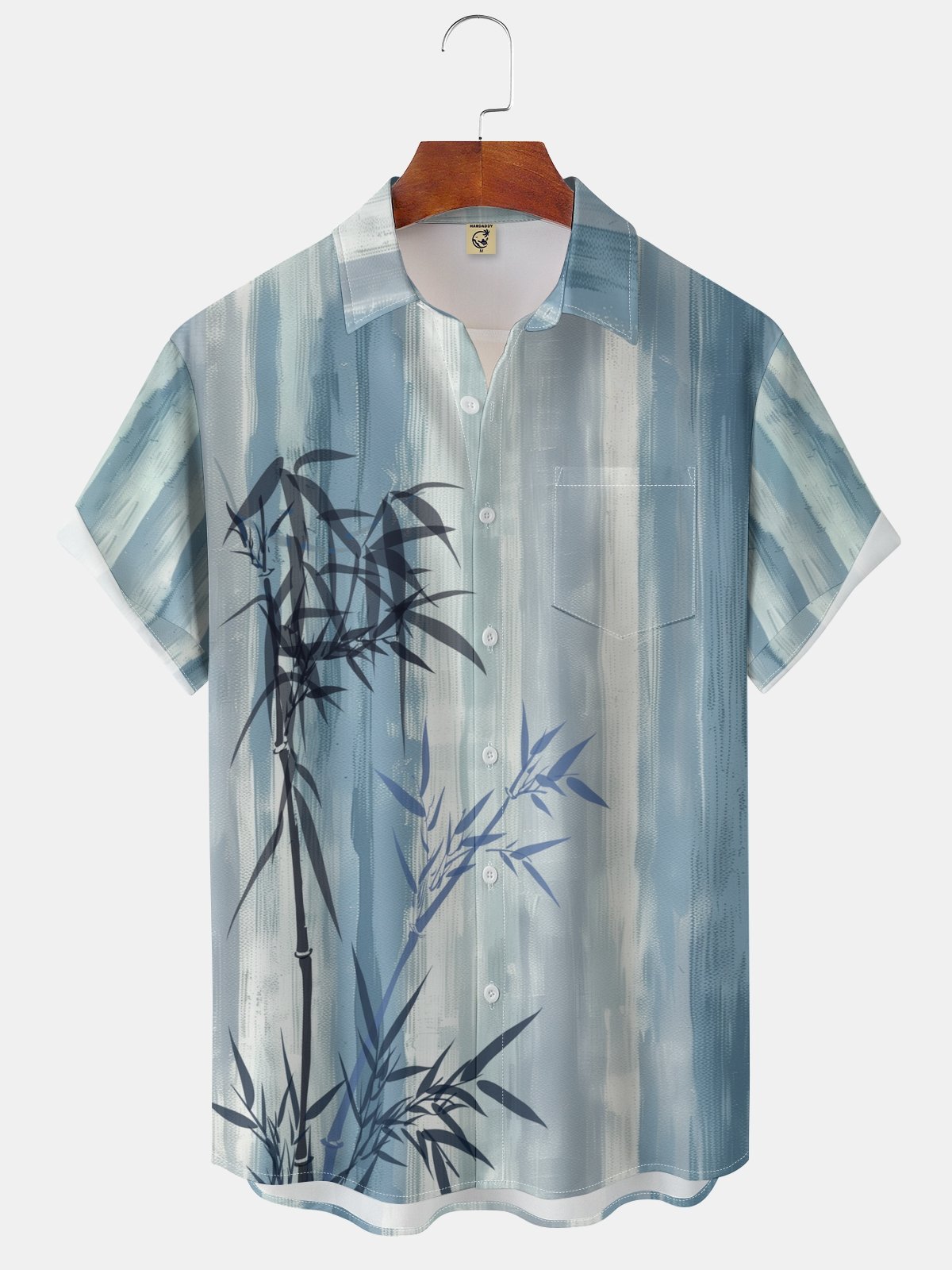 Moisture-wicking Artistic Bamboo Chest Pocket Hawaiian Shirt