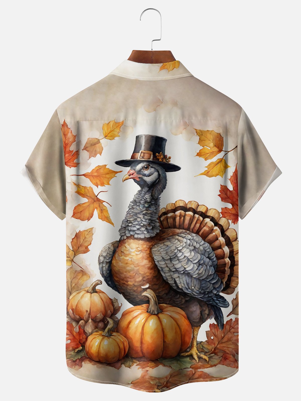 Moisture-wicking Thanksgiving Turkey Chest Pocket Hawaiian Shirt