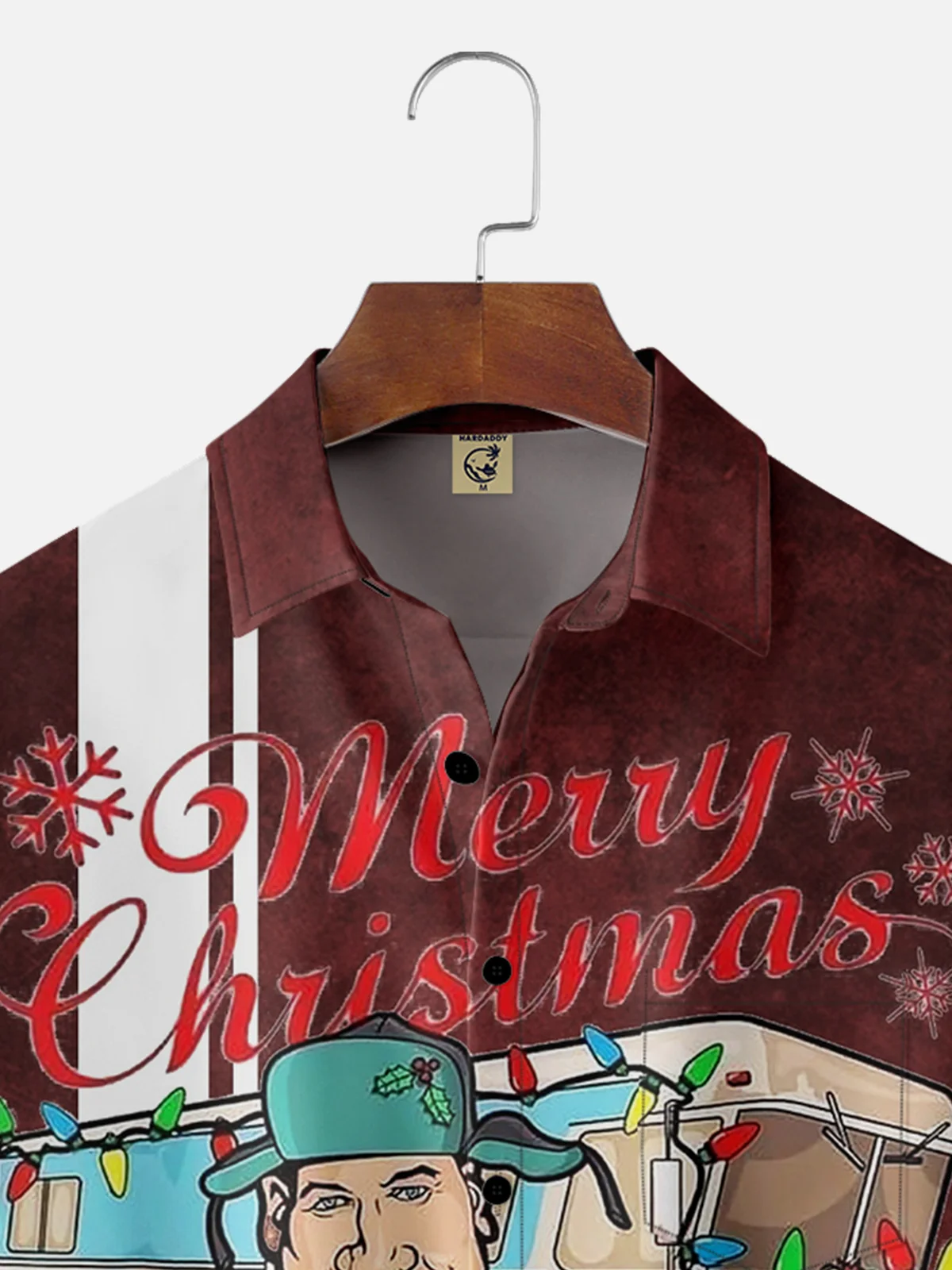 Moisture-wicking Christmas Vintage Illustration Chest Pocket Bowling Shirt