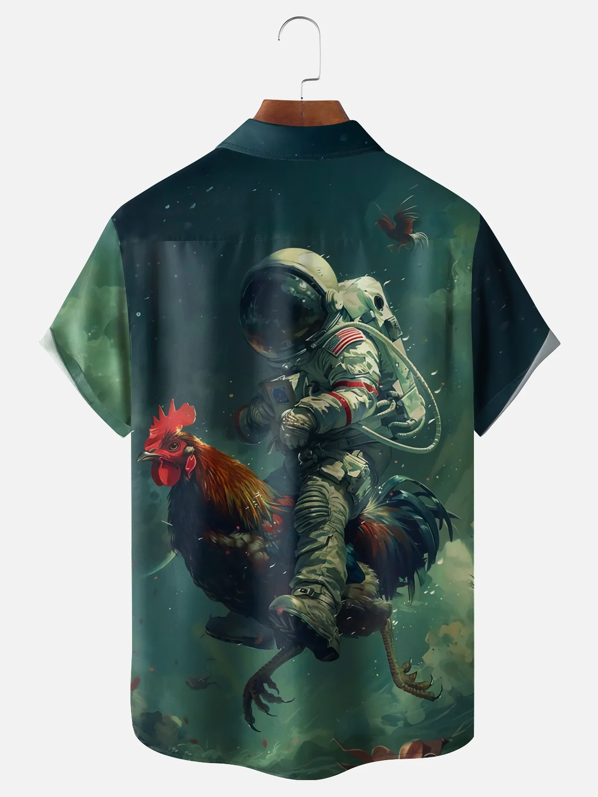 Moisture Wicking Astronaut Chicken Hawaiian Shirt