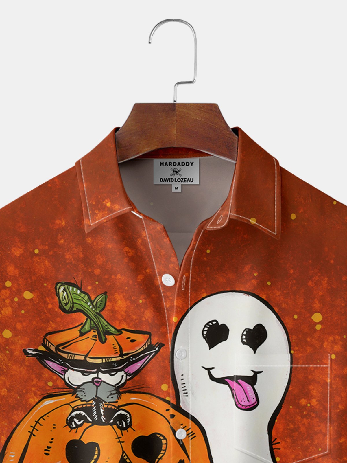 Moisture-wicking Halloween Ghost Love You Boo Hawaiian Shirt by David Lozeau