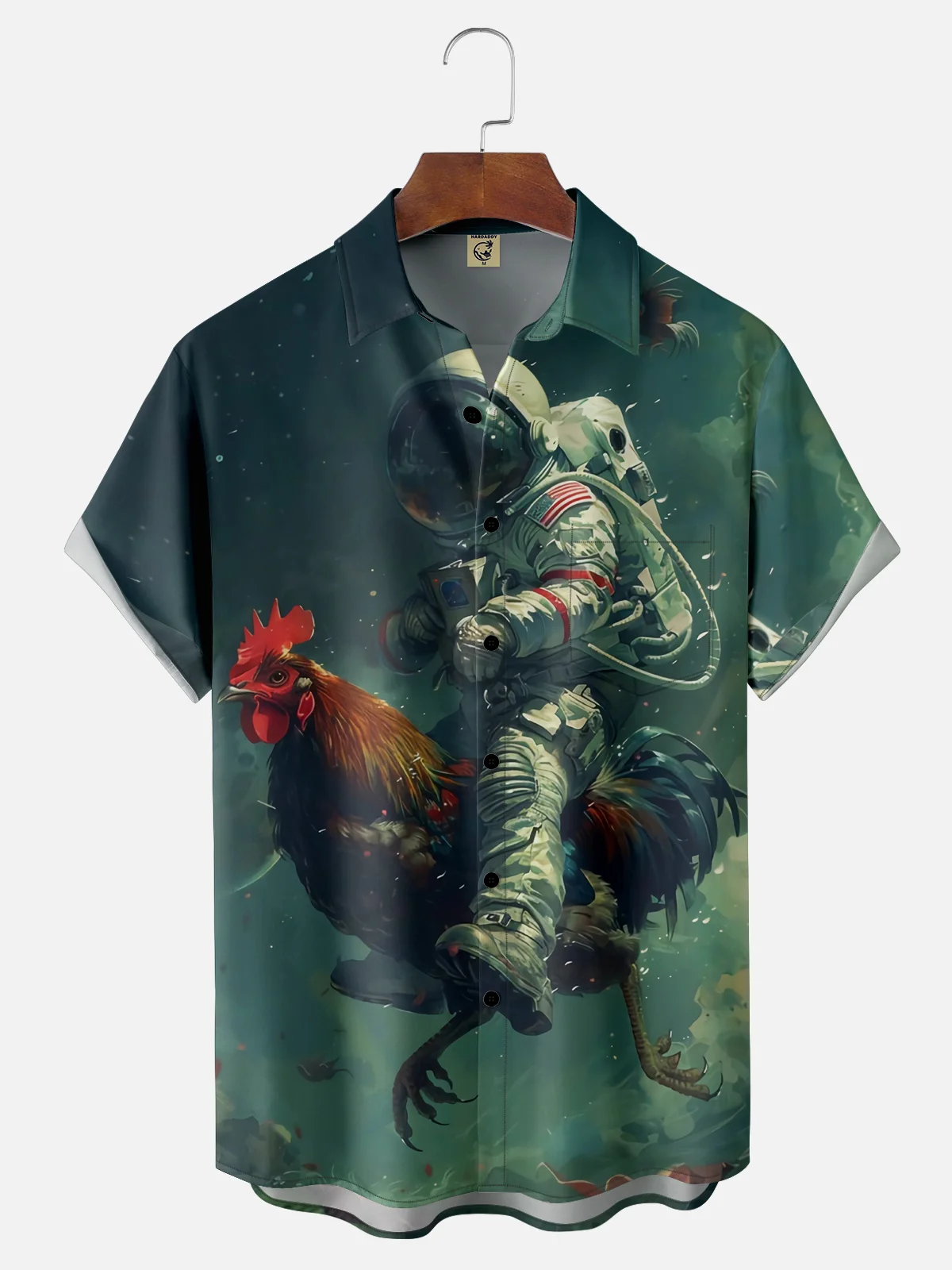 Moisture Wicking Astronaut Chicken Hawaiian Shirt