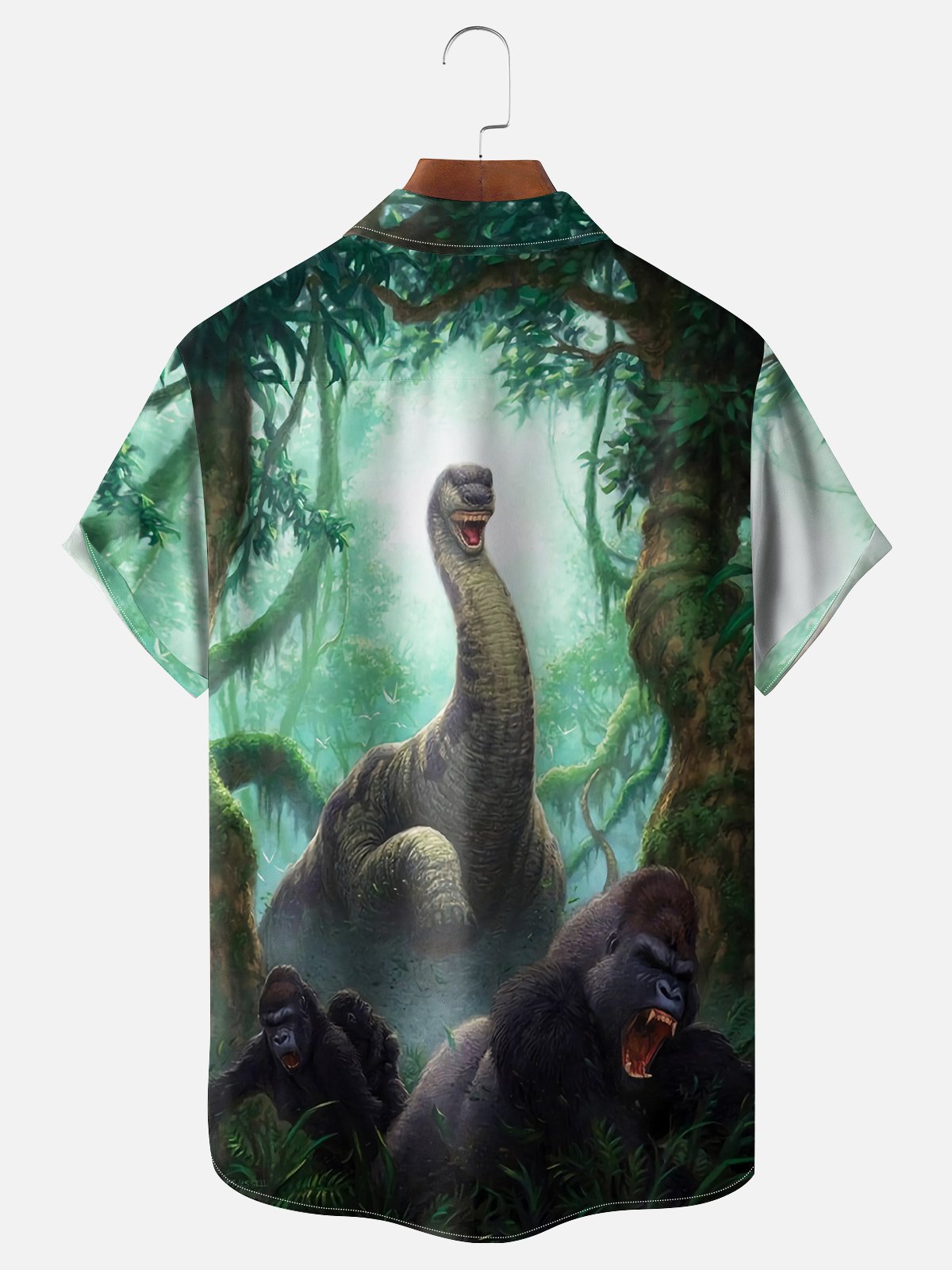 Moisture Wicking Dinosaur Hawaiian Shirt