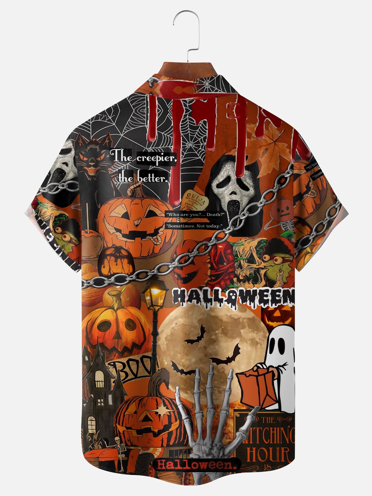 Moisture Wicking Halloween Pumpkin Ghost Hawaiian Shirt