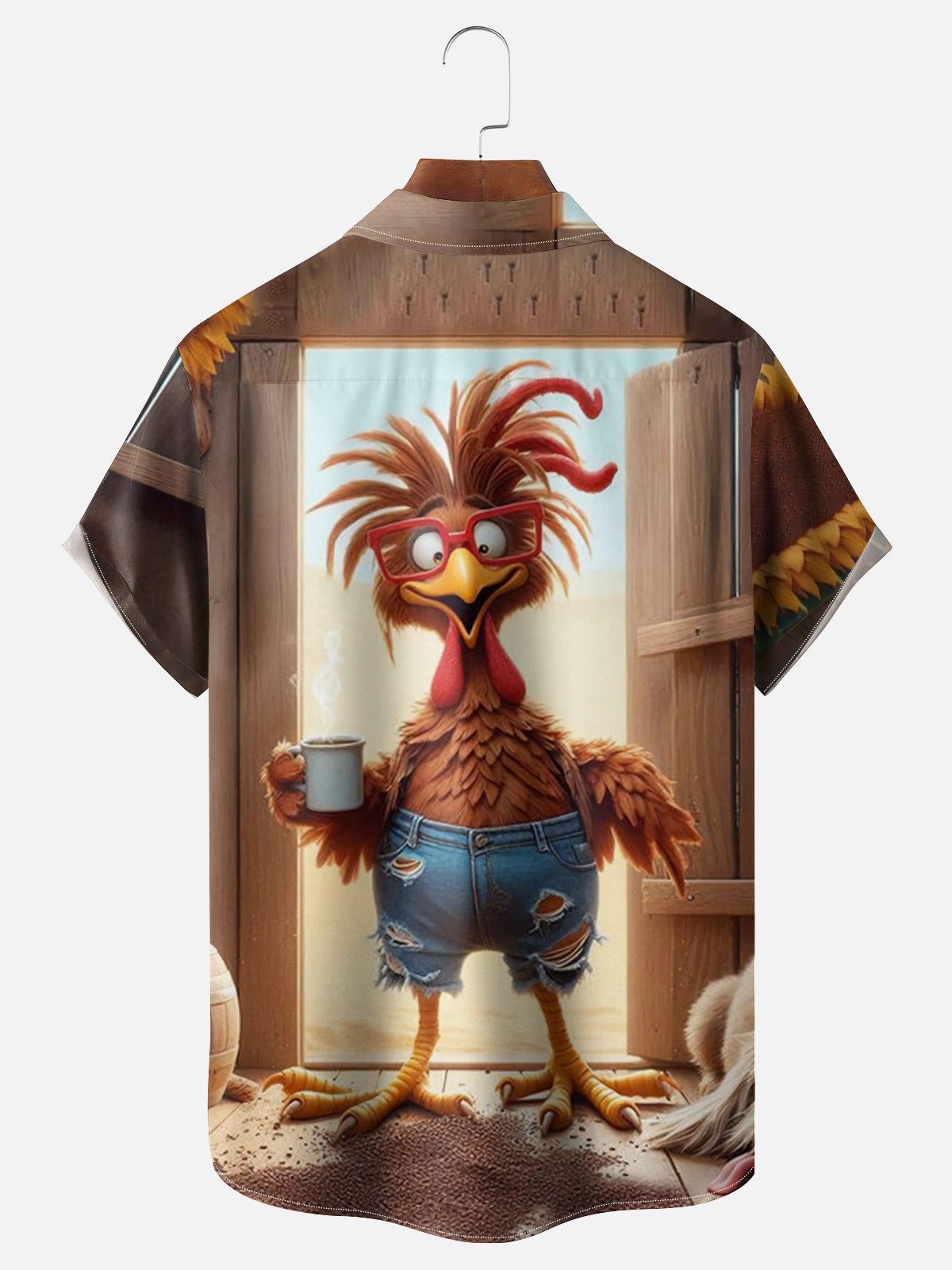 Moisture-wicking Early Chicken Chest Pocket Hawaiian Shirt