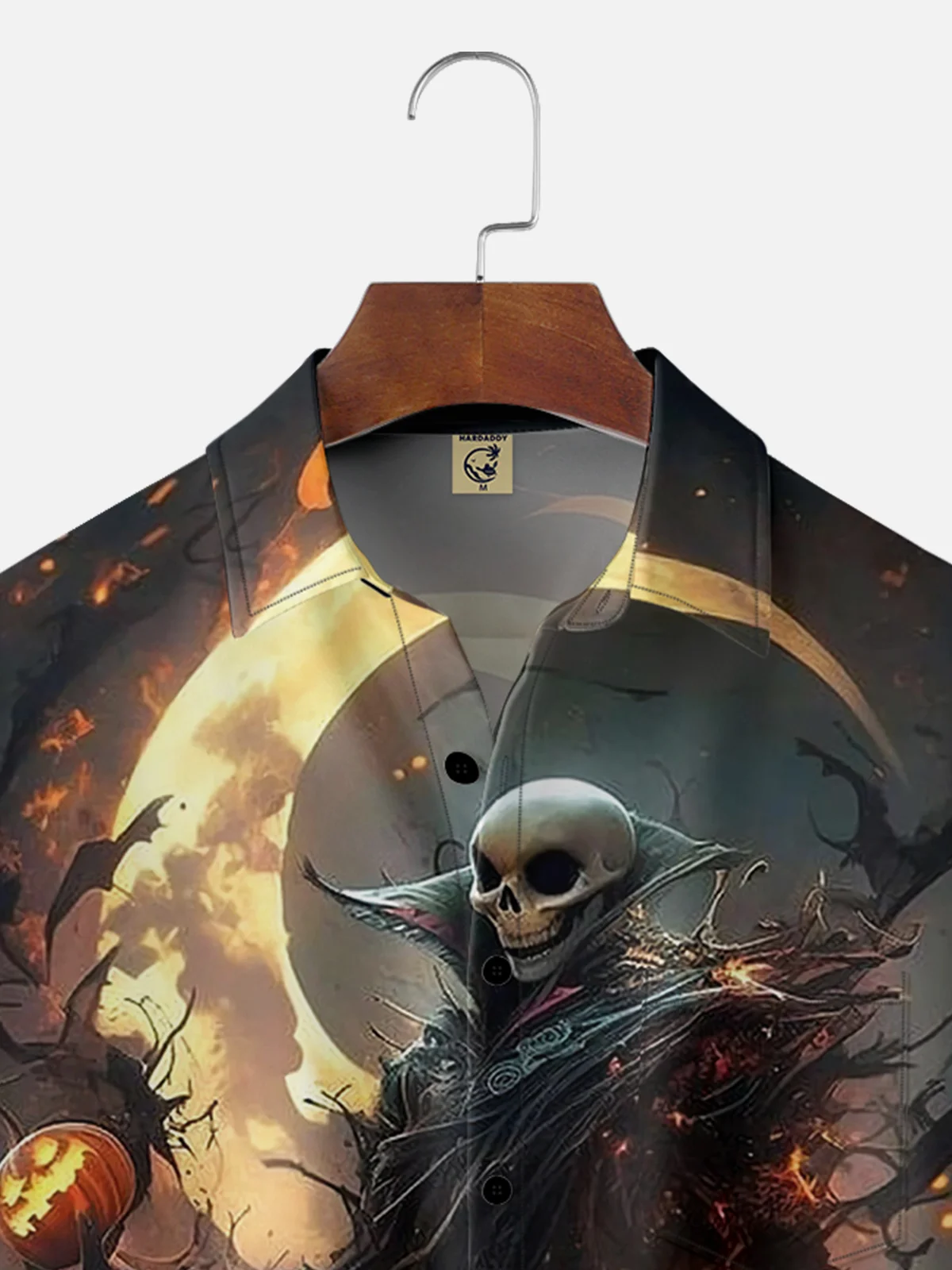 Moisture-wicking Halloween Skeleton Wizard Chest Pocket Hawaiian Shirt