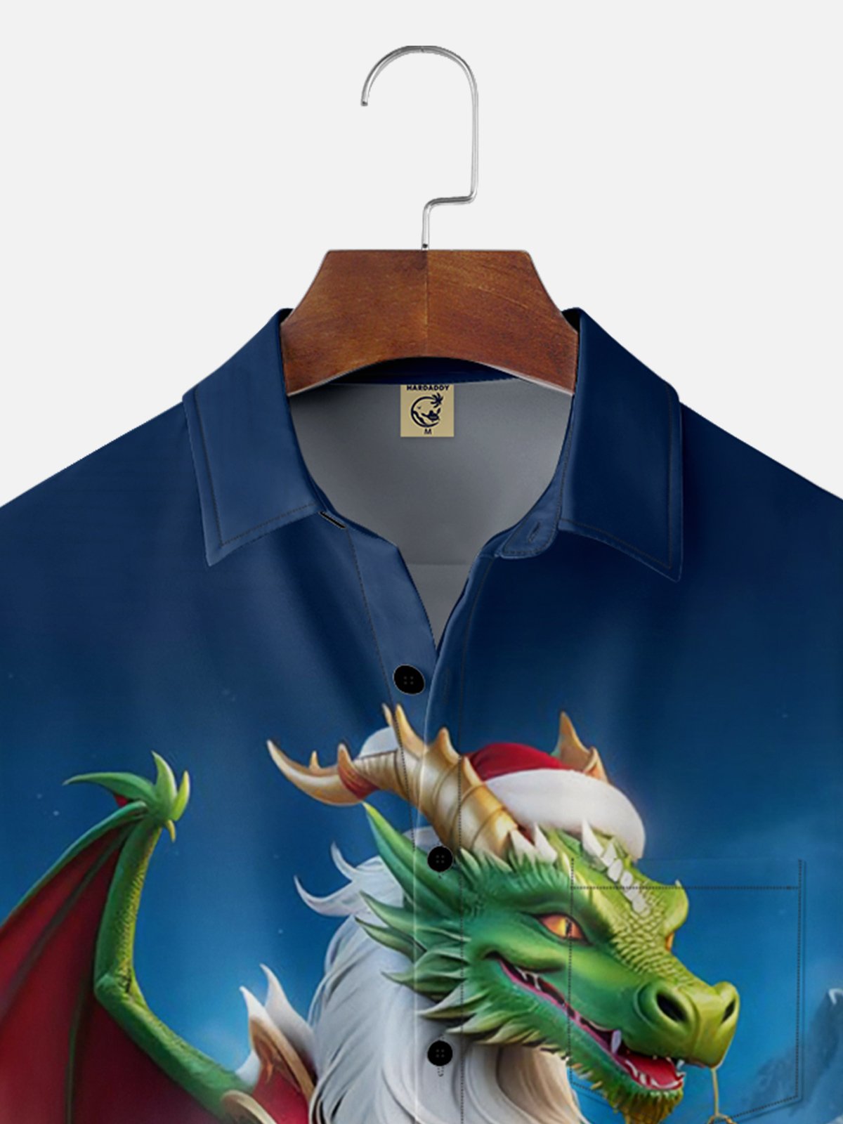 Moisture-wicking Dragon Christmas Chest Pocket Hawaiian Shirt