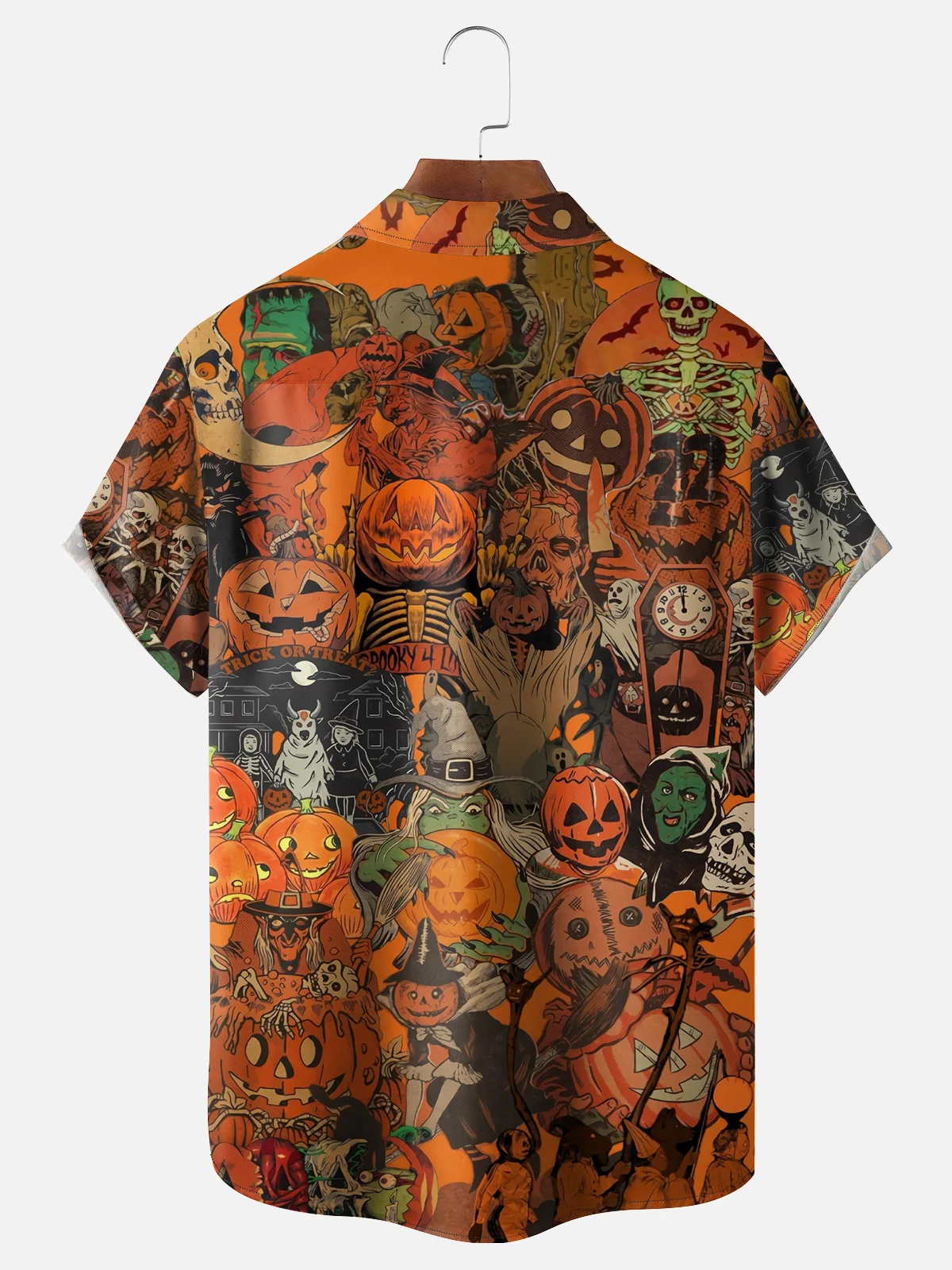 Moisture Wicking Halloween Pumpkin Ghost Hawaiian Shirt