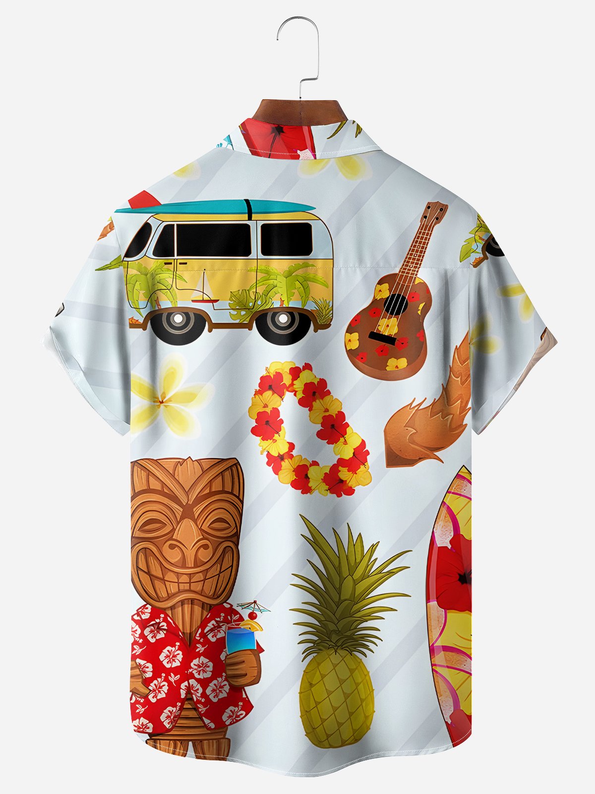 Tiki Chest Pocket Short Sleeve Hawaiian Shirt