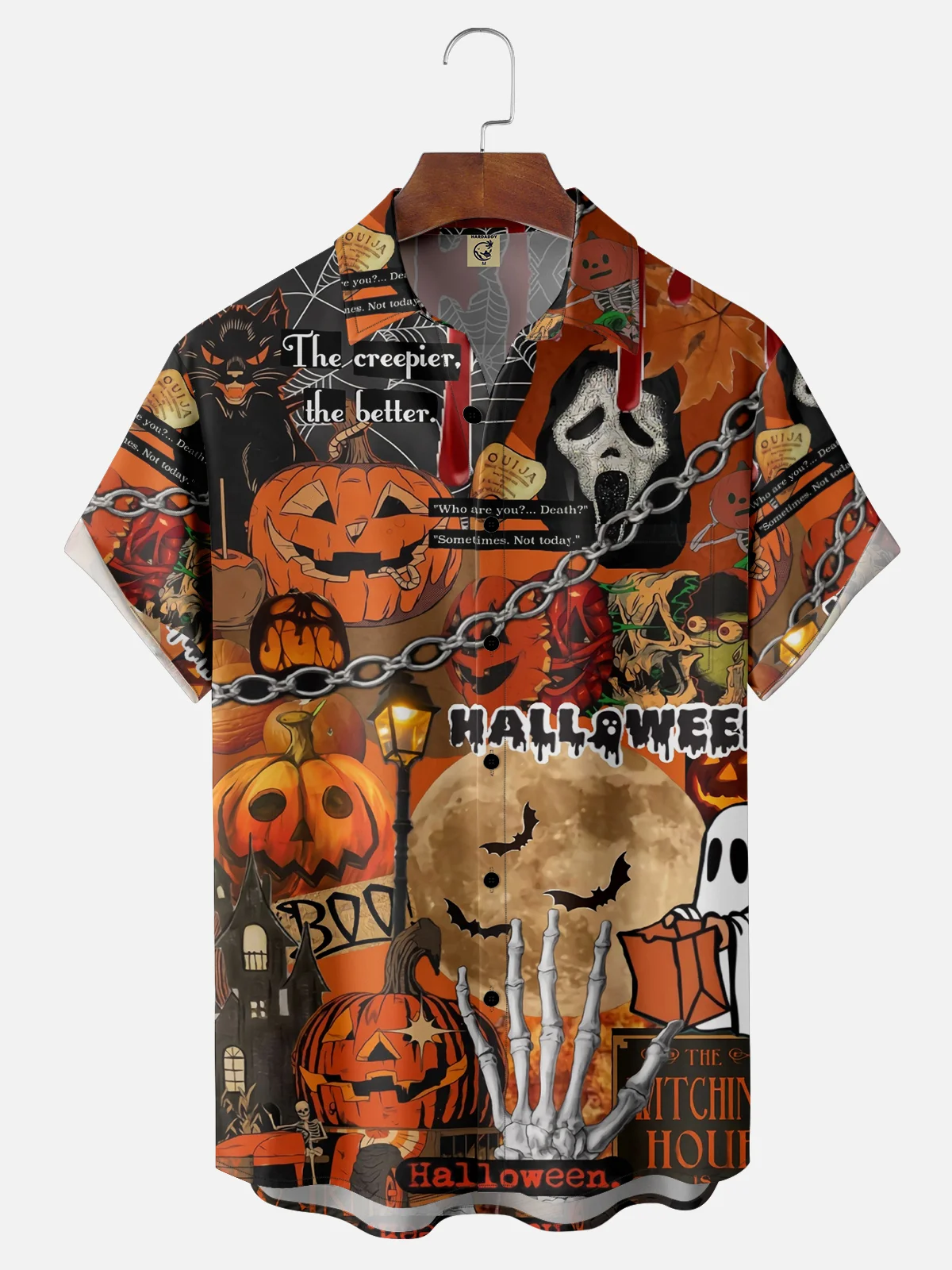 Moisture Wicking Halloween Pumpkin Ghost Hawaiian Shirt