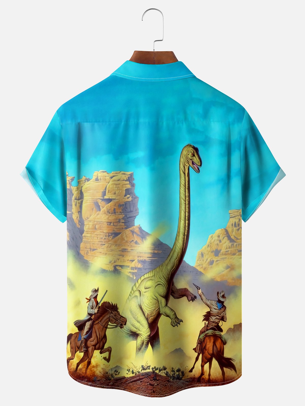 Moisture Wicking Dinosaur Hawaiian Shirt