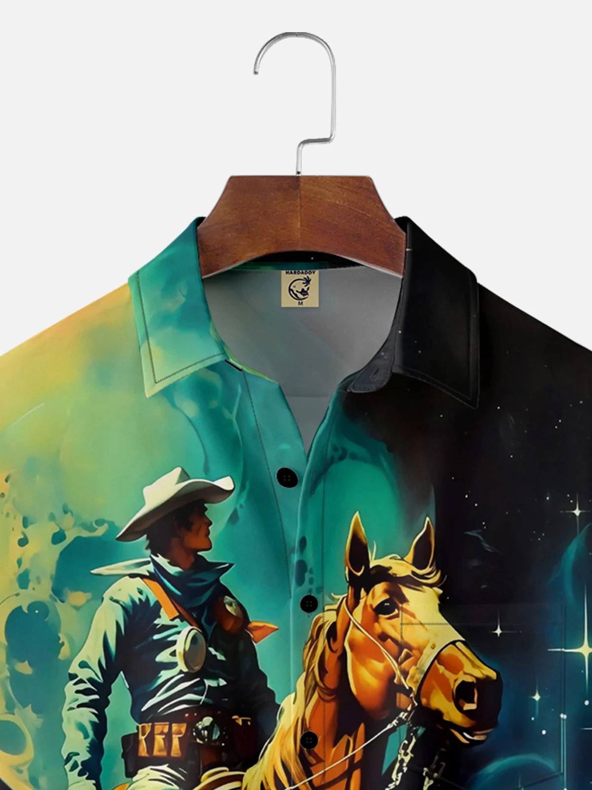 Moisture Wicking Space Western Cowboy Hawaiian Shirt