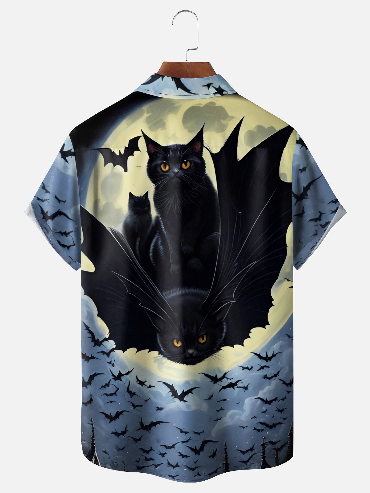 Moisture Wicking Halloween Bat Cat Hawaiian Shirt