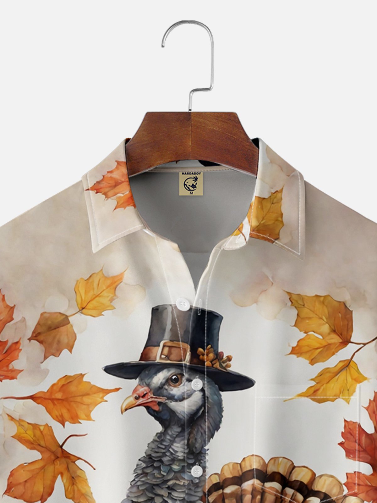 Moisture-wicking Thanksgiving Turkey Chest Pocket Hawaiian Shirt