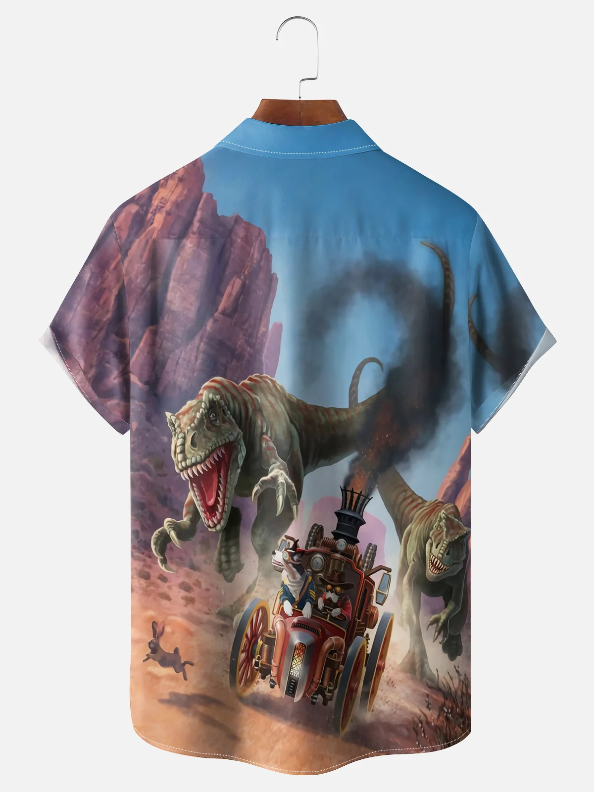 Moisture Wicking Dinosaur Hawaiian Shirt