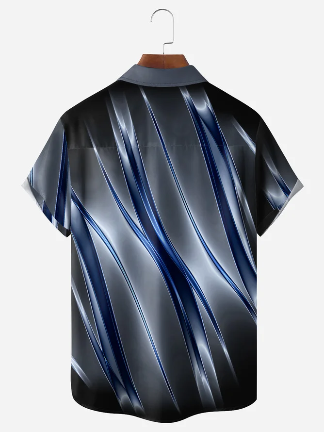 Tall Size Moisture-wicking Gradient Color Chest Pocket Hawaiian Shirt