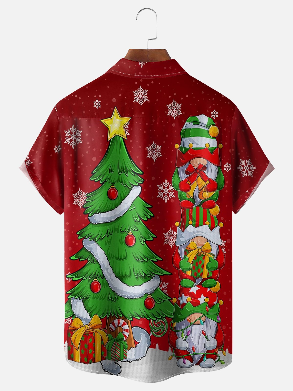 Moisture Wicking Christmas Gnome Chest Pocket Hawaiian Shirt