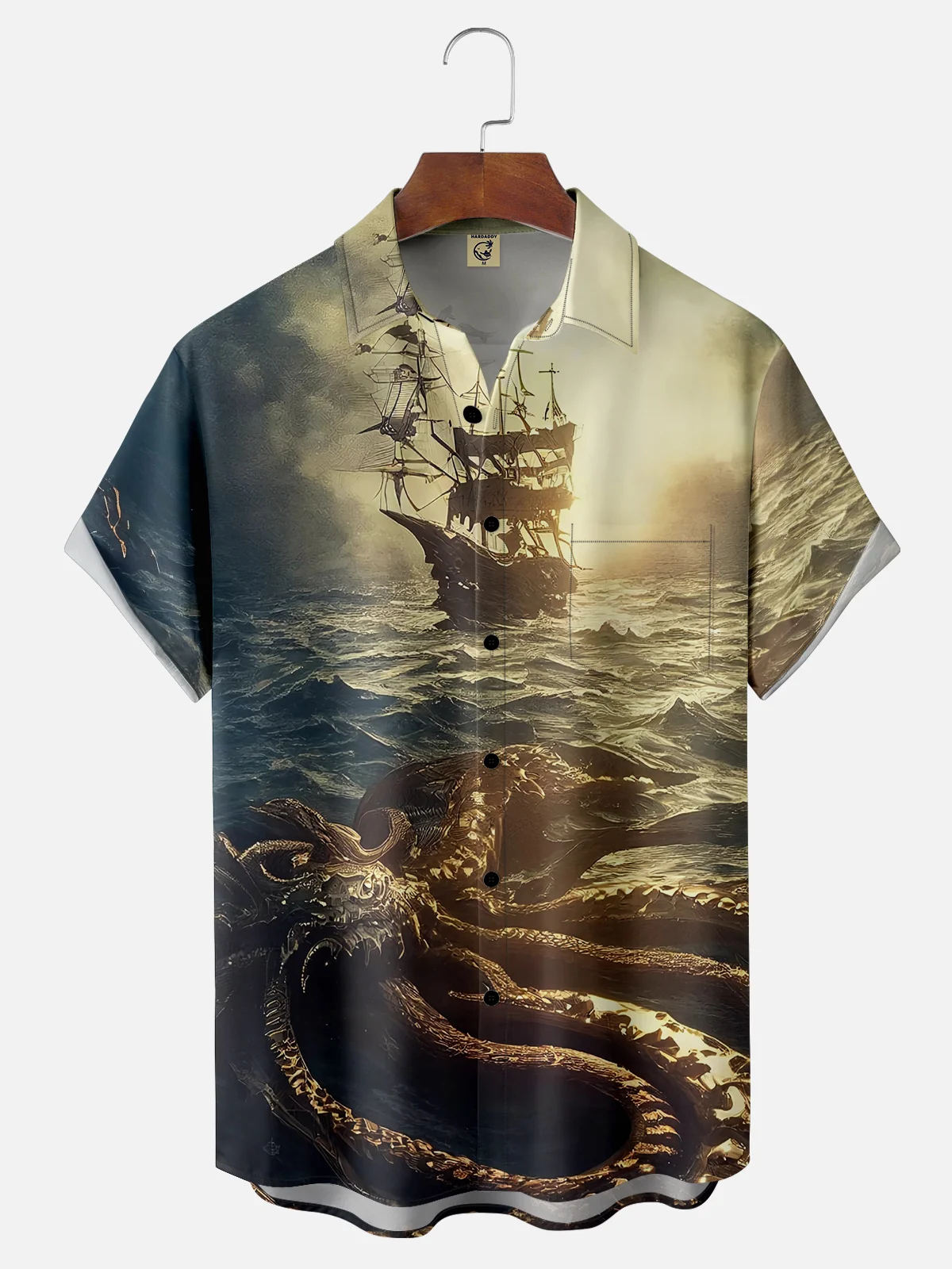 Moisture-wicking Super Octopus in the Ocean Chest Pocket Hawaiian Shirt