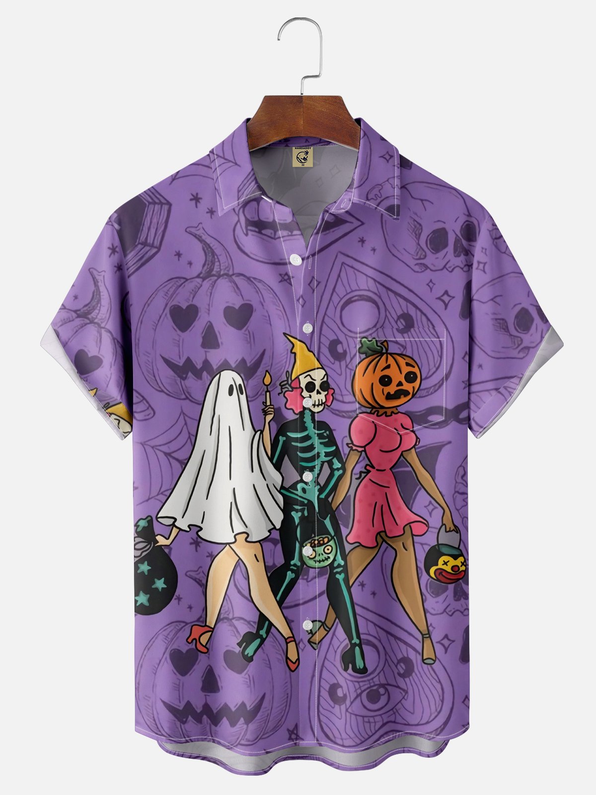 Moisture Wicking Halloween Pumpkin Ghost Hawaiian Shirt