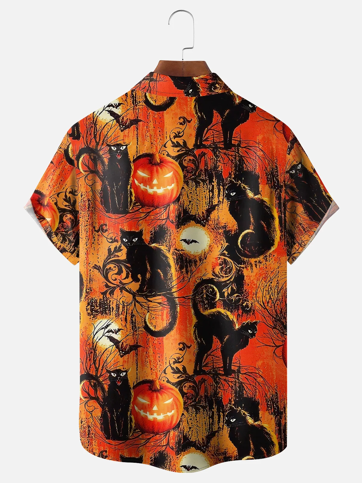 Moisture-wicking Halloween Black Cats Chest Pocket Casual Shirt