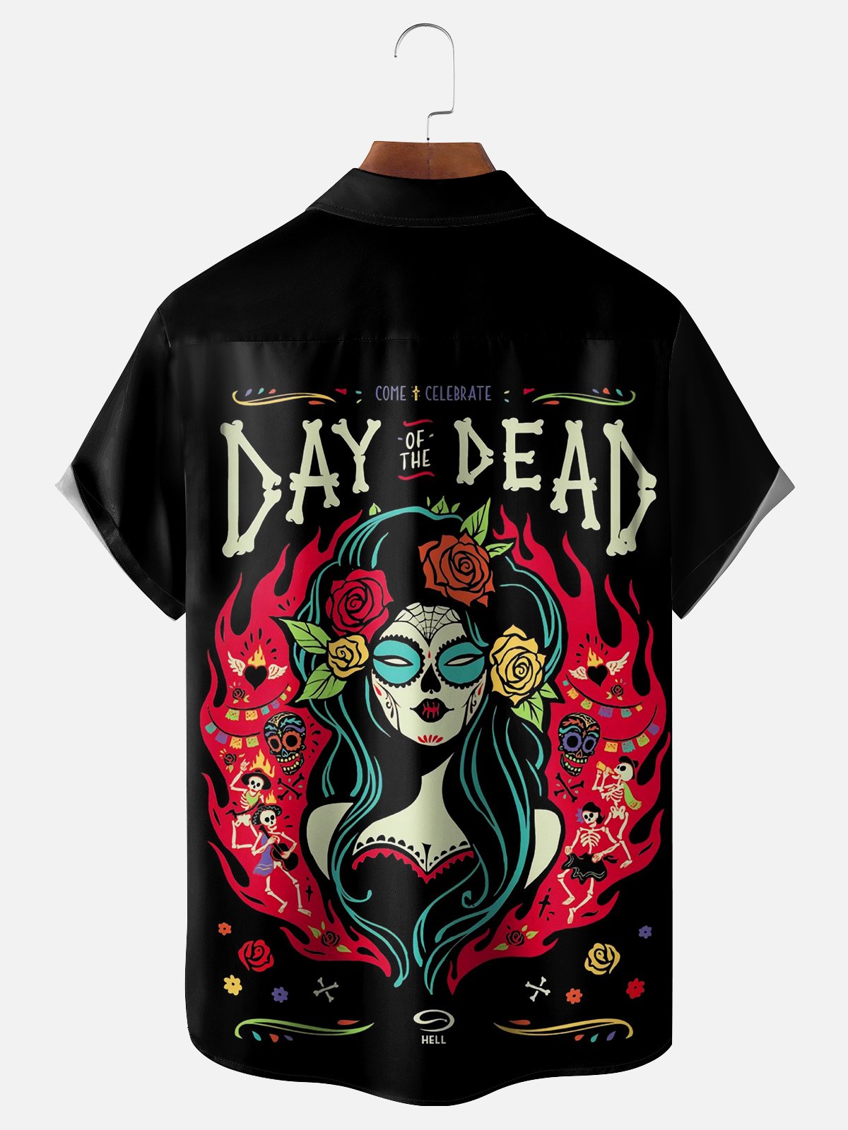 Moisture-wicking Day of the Dead Chest Pocket Casual Shirt