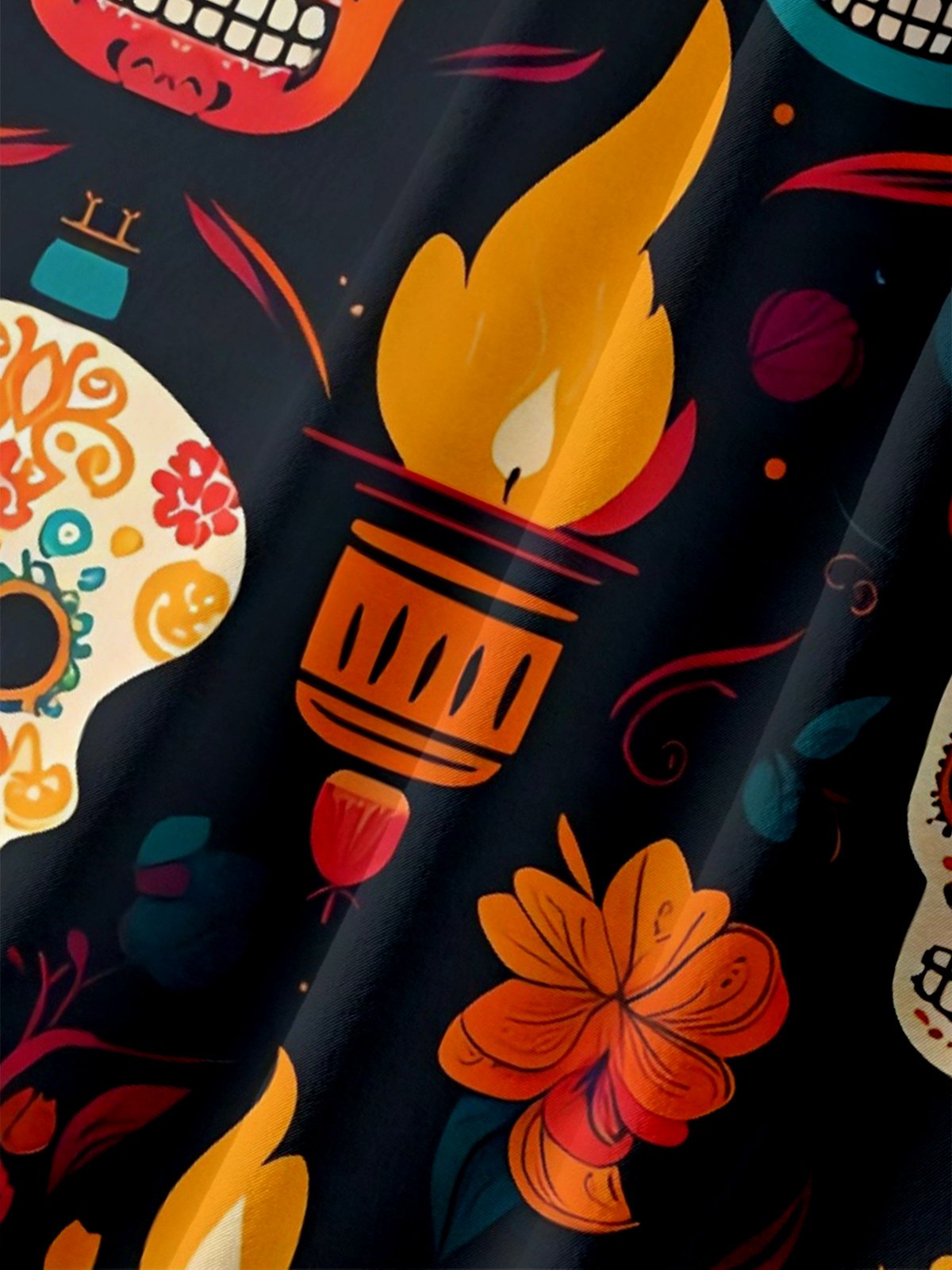 Moisture-wicking Day of the Dead Chest Pocket Casual Shirt