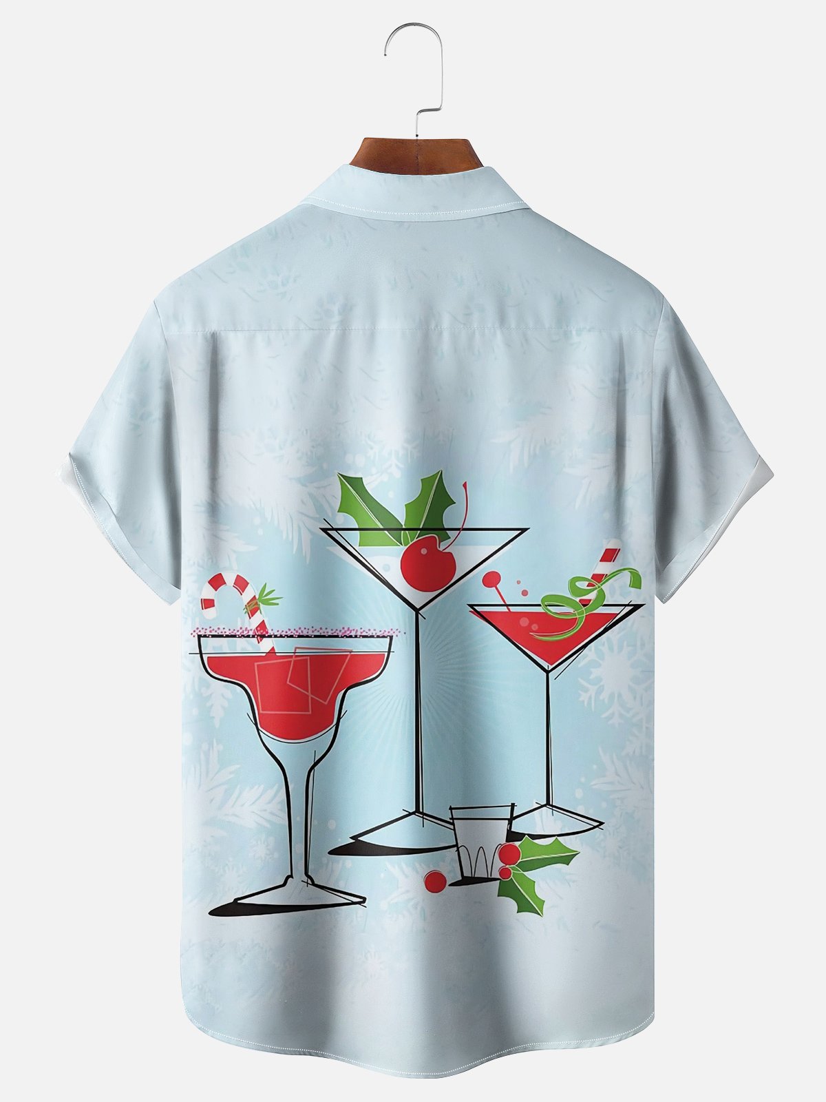 Moisture-wicking Christmas Cocktail Chest Pocket Hawaiian Shirt