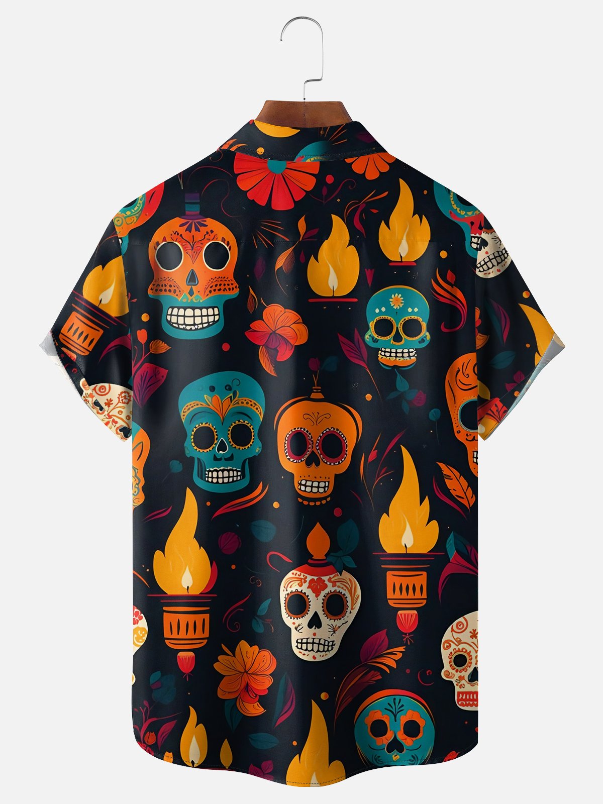 Moisture-wicking Day of the Dead Chest Pocket Casual Shirt