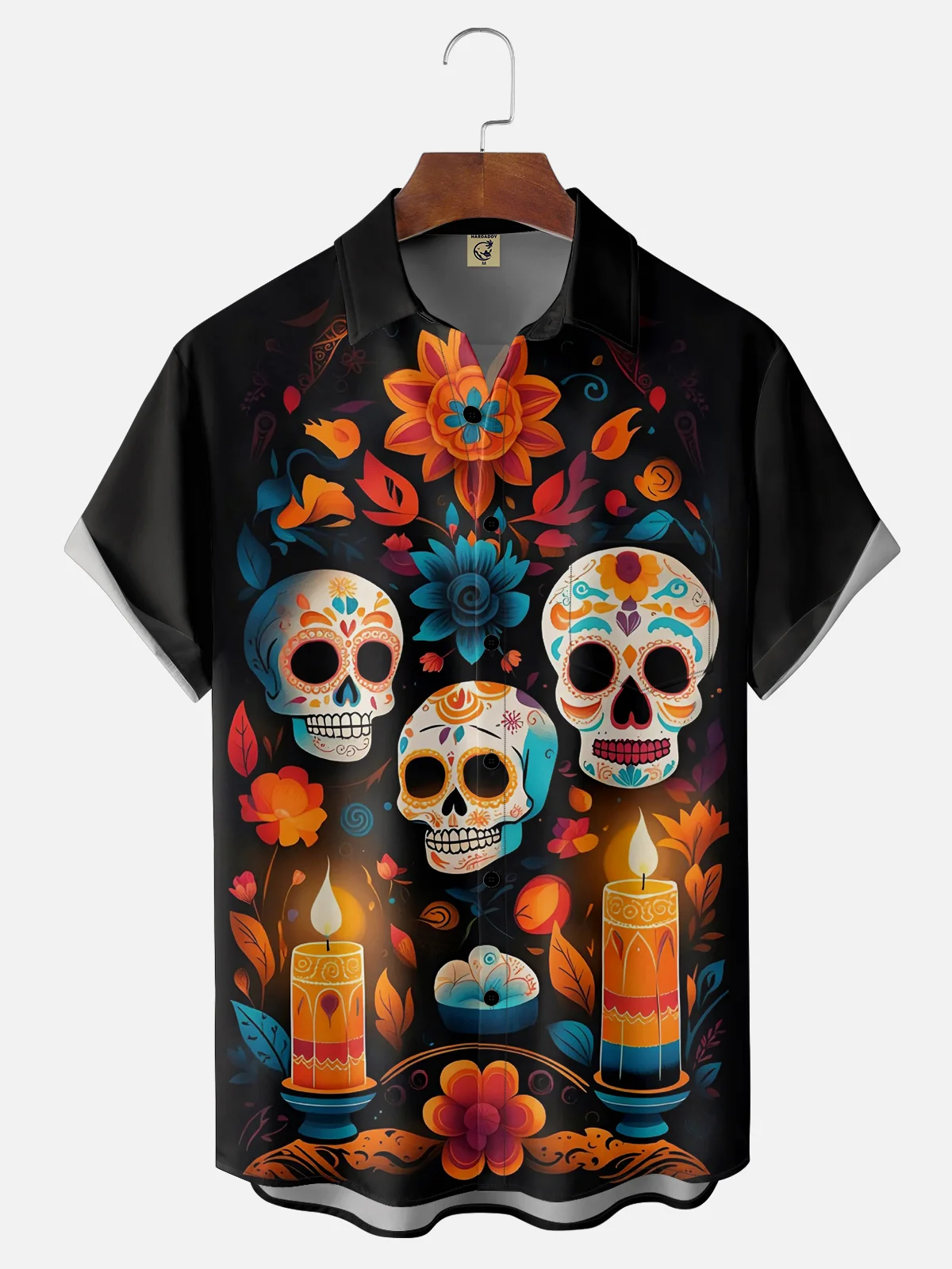 Moisture-wicking Day of the Dead Chest Pocket Casual Shirt