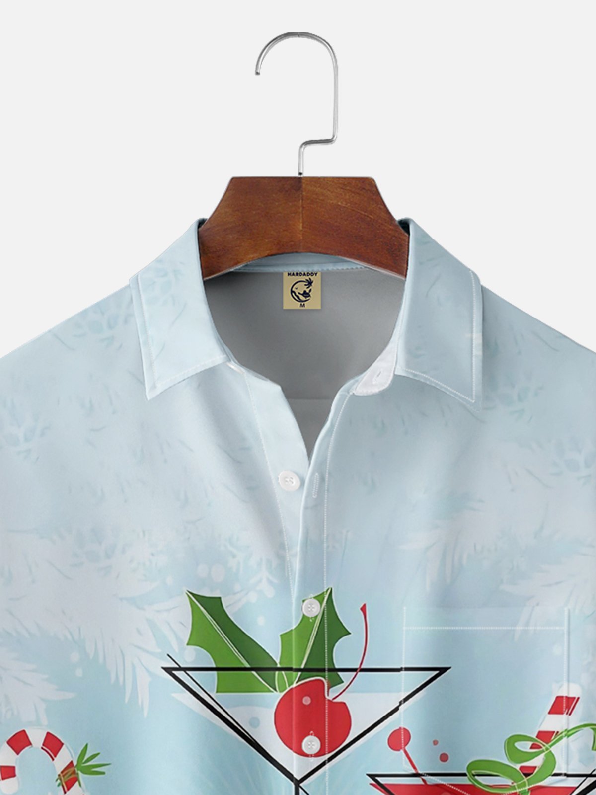 Moisture-wicking Christmas Cocktail Chest Pocket Hawaiian Shirt