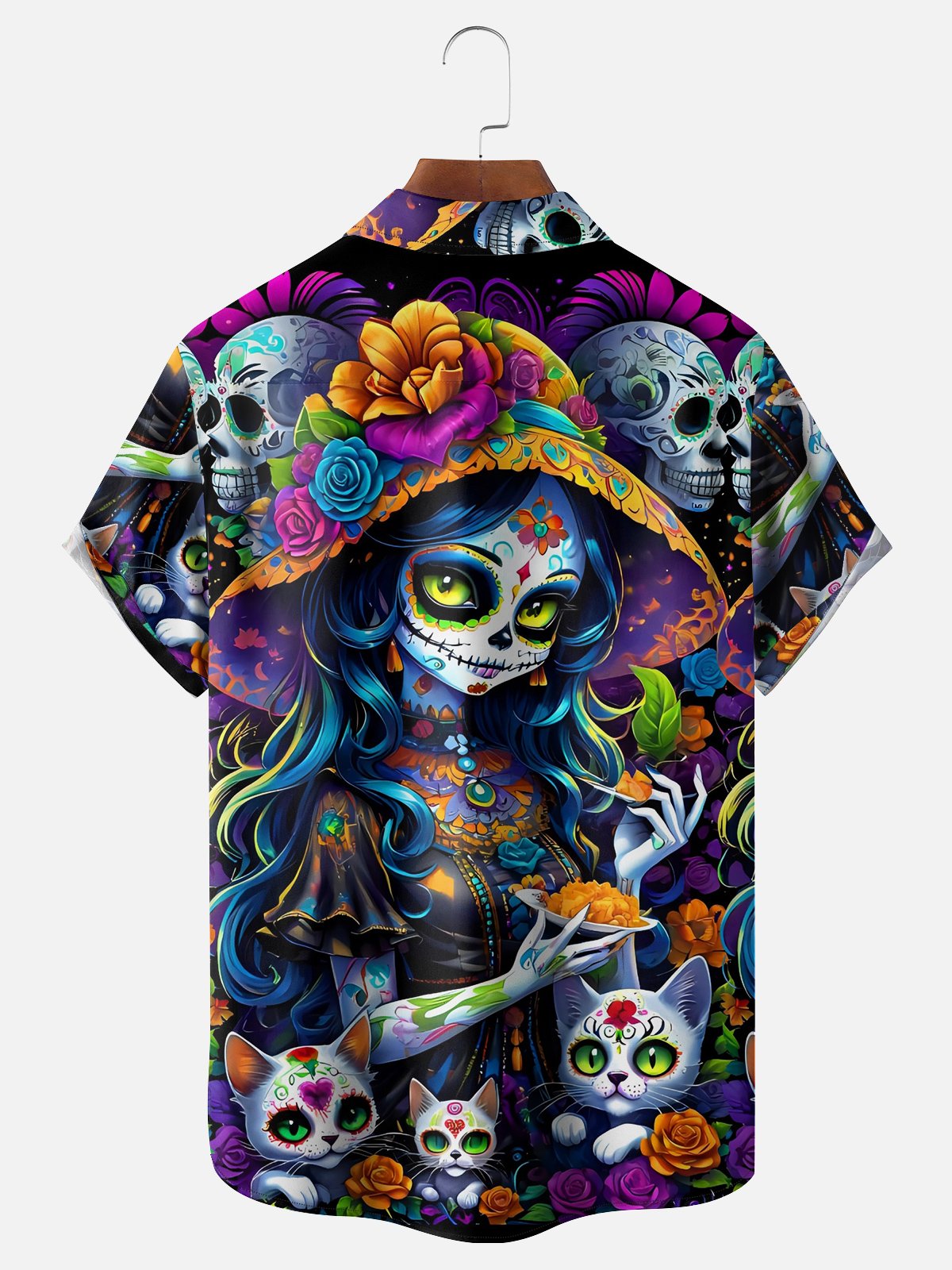 Moisture-wicking Day of the Dead Chest Pocket Casual Shirt