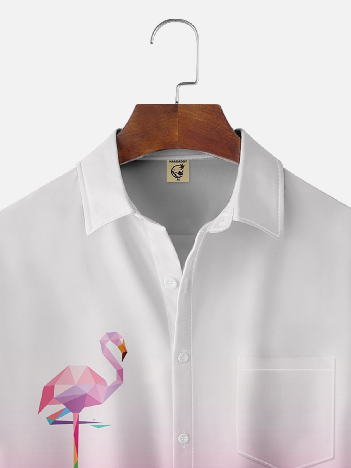 Ombre Flamingo Chest Pocket Short Sleeve Hawaiian Shirt