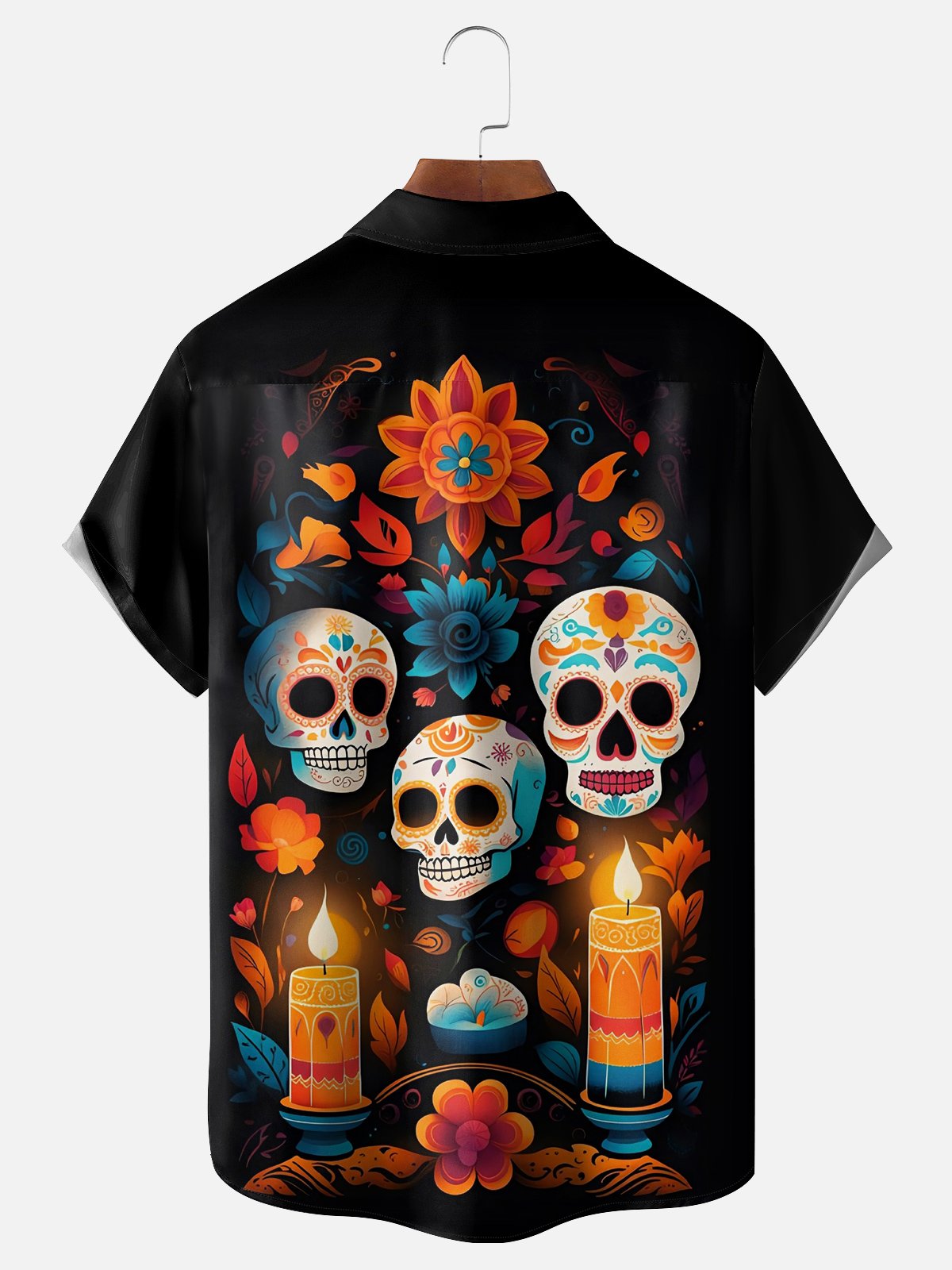 Moisture-wicking Day of the Dead Chest Pocket Casual Shirt