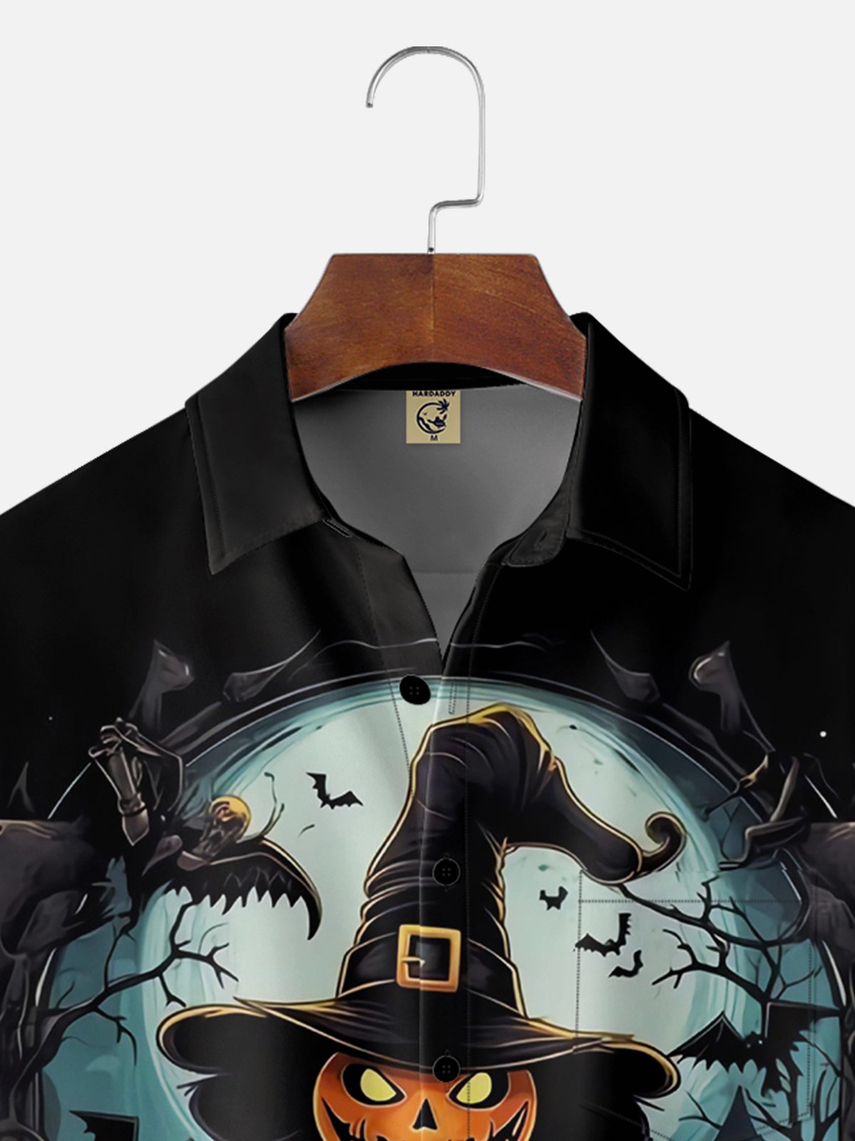 Moisture-wicking Halloween Pumpkin Chest Pocket Casual Shirt