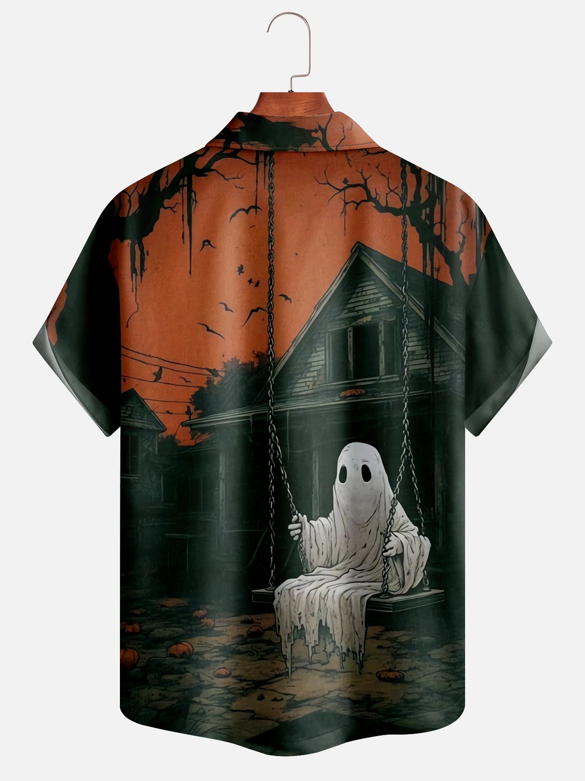 Moisture-wicking Halloween Ghost Aloha Shirt