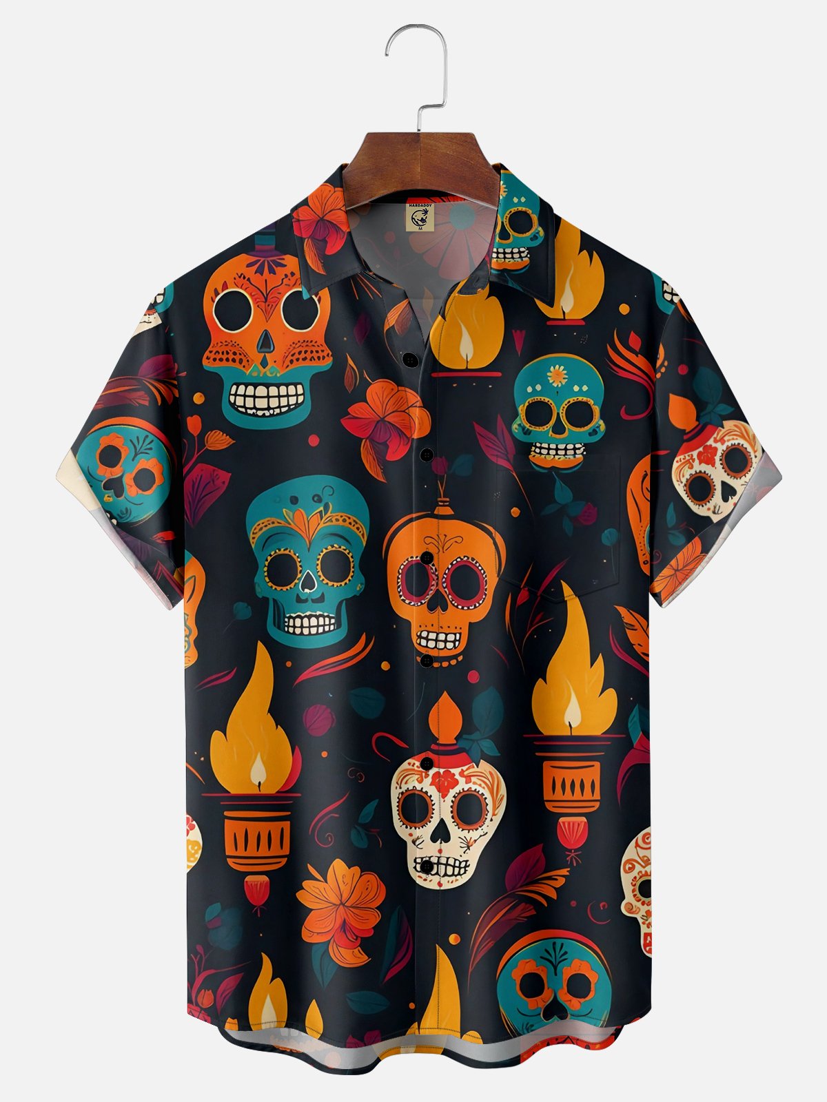 Moisture-wicking Day of the Dead Chest Pocket Casual Shirt