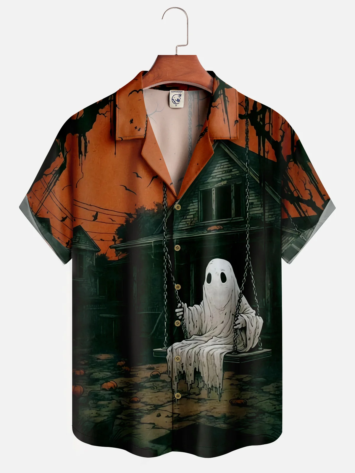 Moisture-wicking Halloween Ghost Aloha Shirt