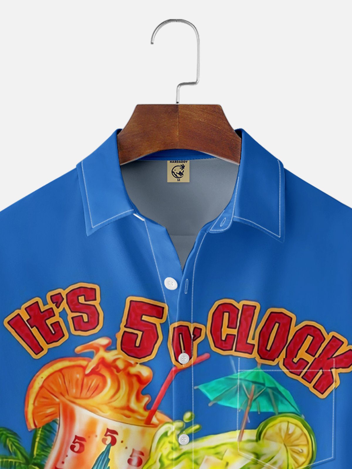 Moisture-wicking Its 5 o'clock somewhere Parrots Cocktail Chest Pocket Hawaiian Shirt