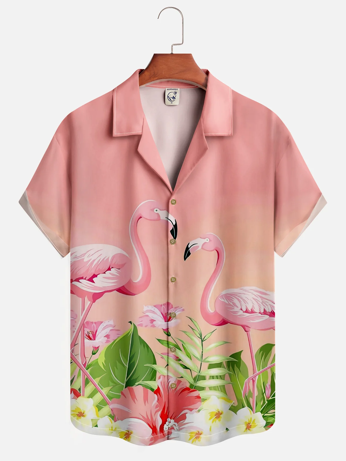 Moisture-wicking Tropical Flamingo Aloha Shirt