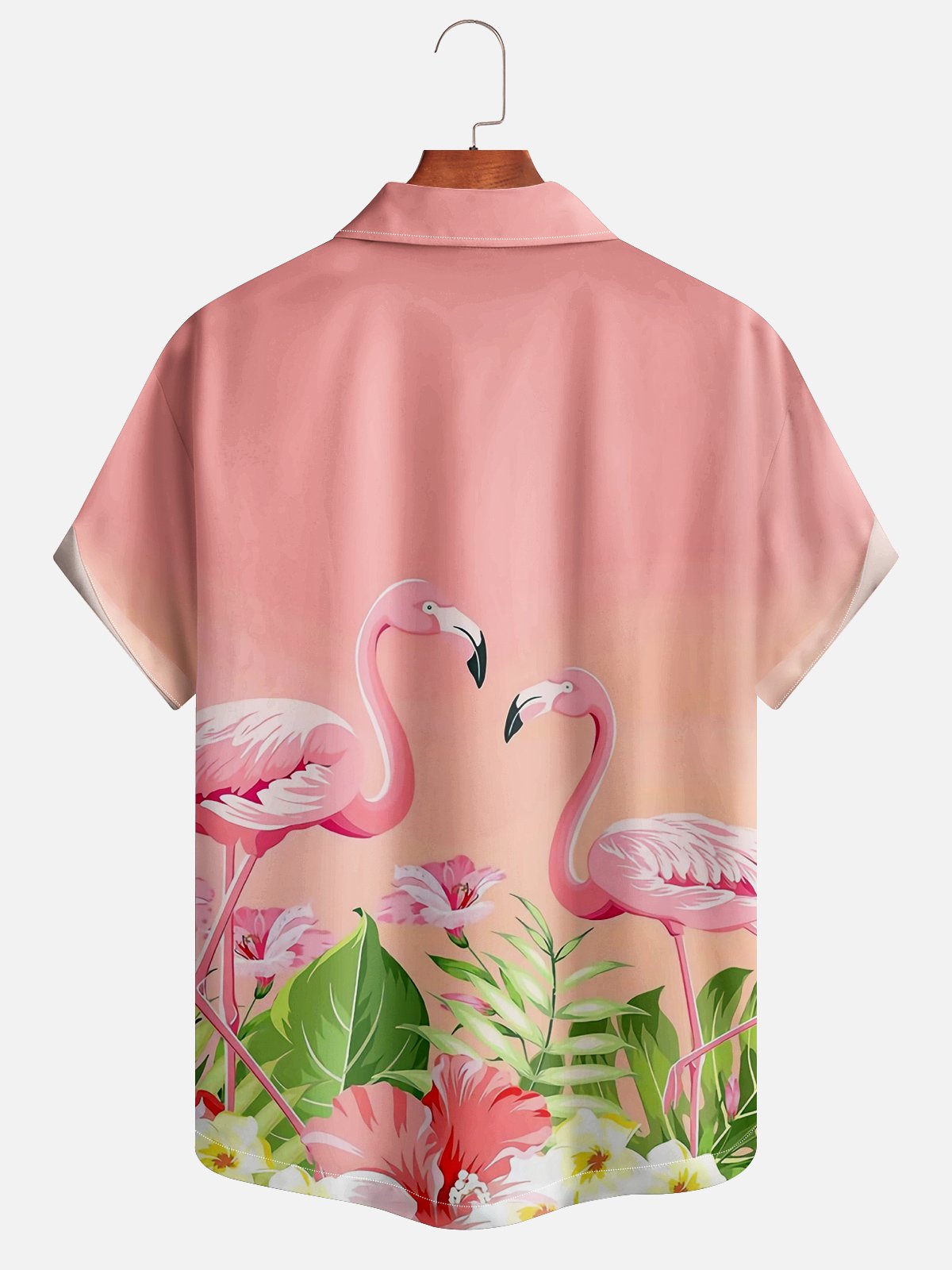 Moisture-wicking Tropical Flamingo Aloha Shirt