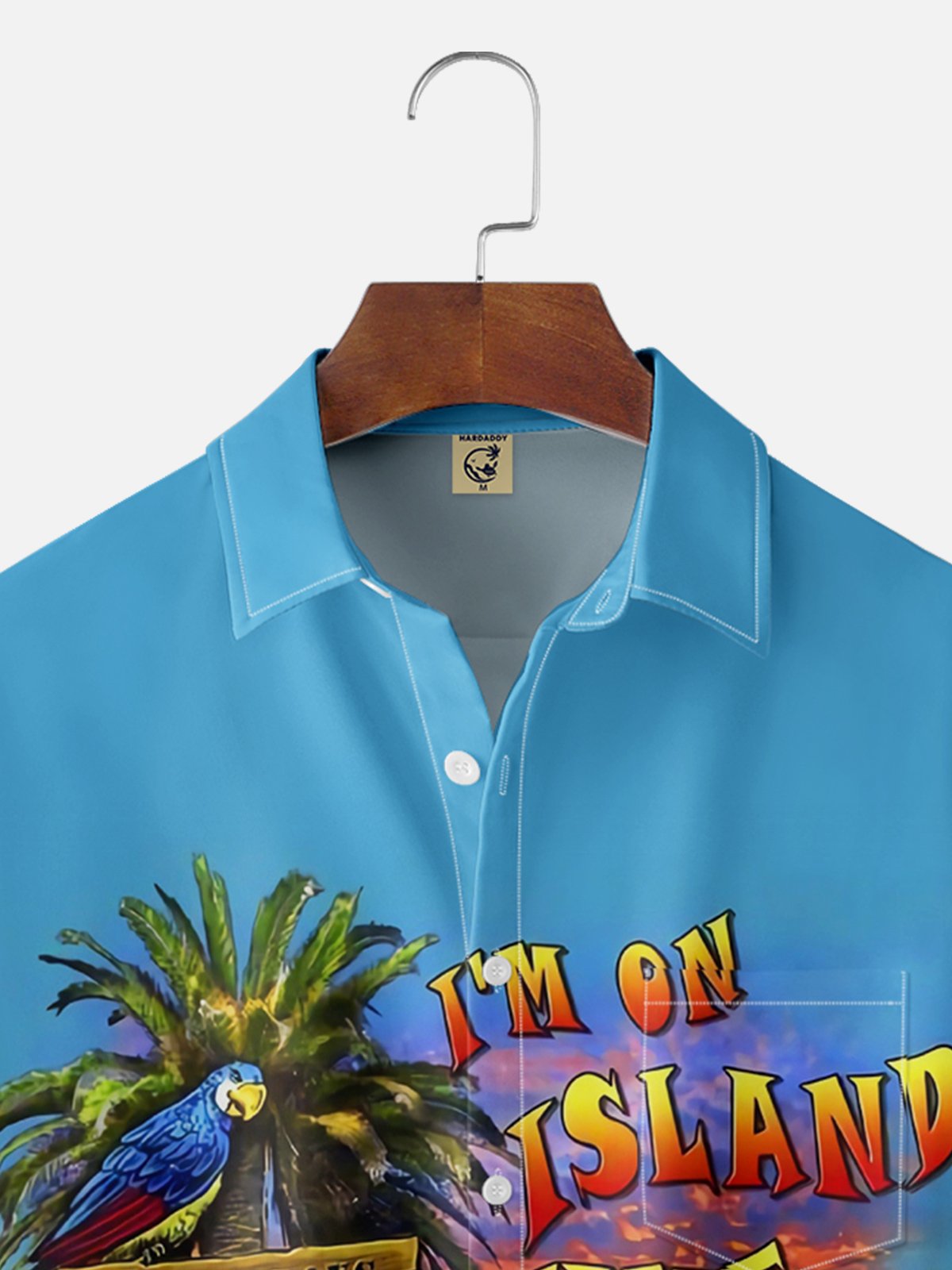 Moisture-wicking Island Time Palm Tree Chest Pocket Hawaiian Shirt